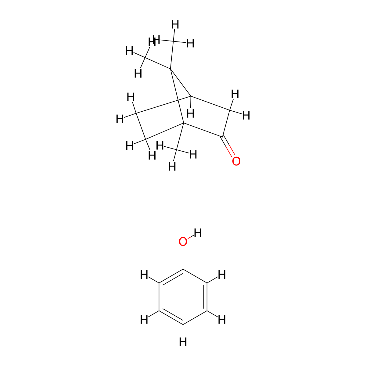 Camphorated phenol molecular structure, CAS 8002-06-0