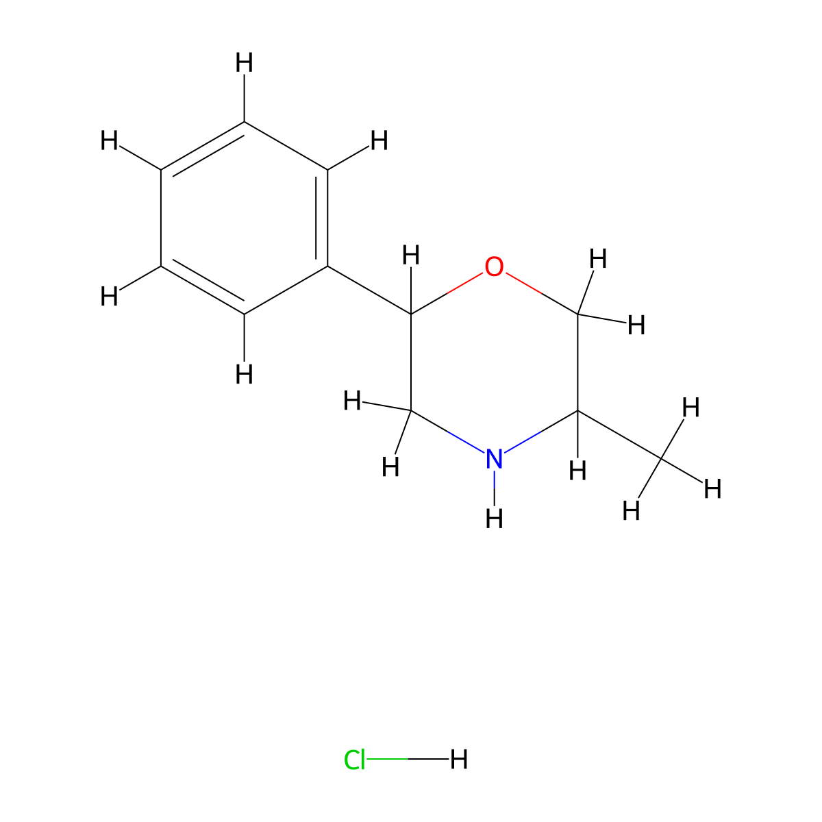 5-Methyl-2-phenylmorpholine hcl molecular structure, CAS 80020-37-7