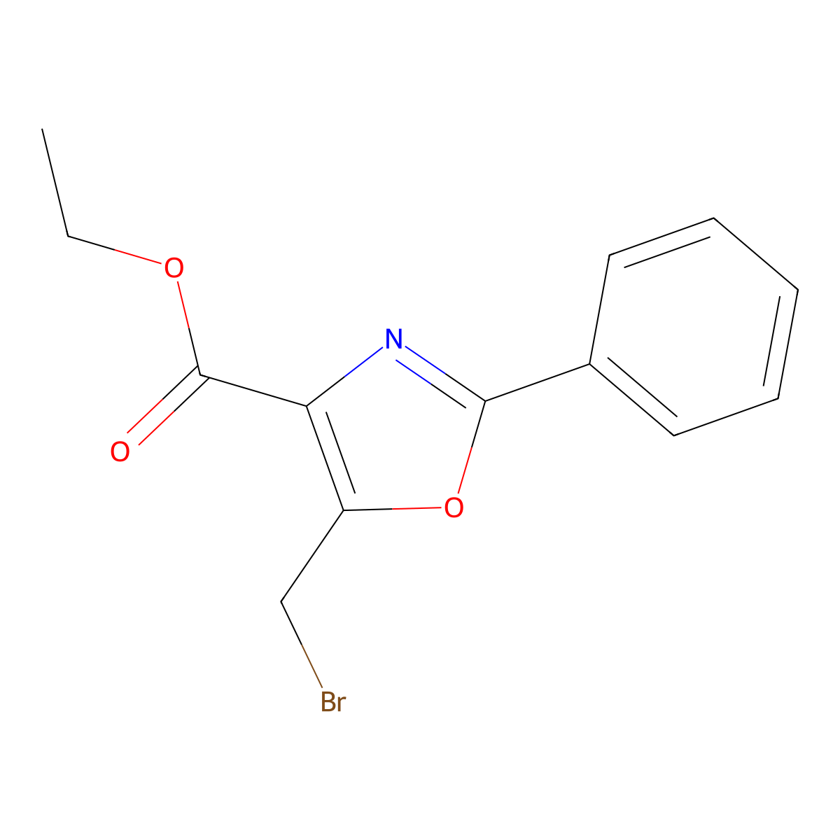 Ethyl 5-(bromomethyl)-2-phenyl-1,3-oxazole-4-carboxylate molecular structure, CAS 80022-50-0