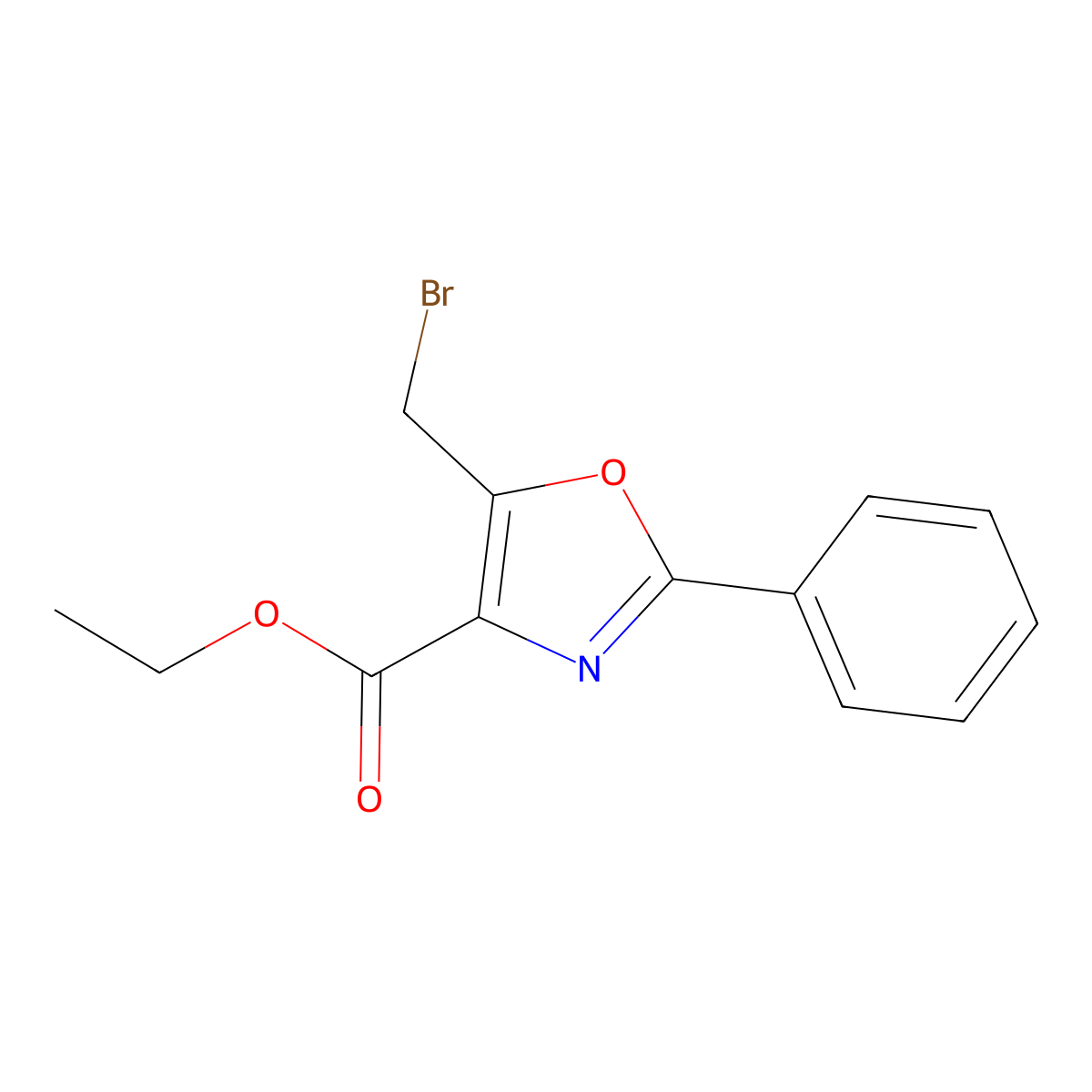 Ethyl 5-(bromomethyl)-2-phenyl-1,3-oxazole-4-carboxylate molecular structure, CAS 80022-50-0