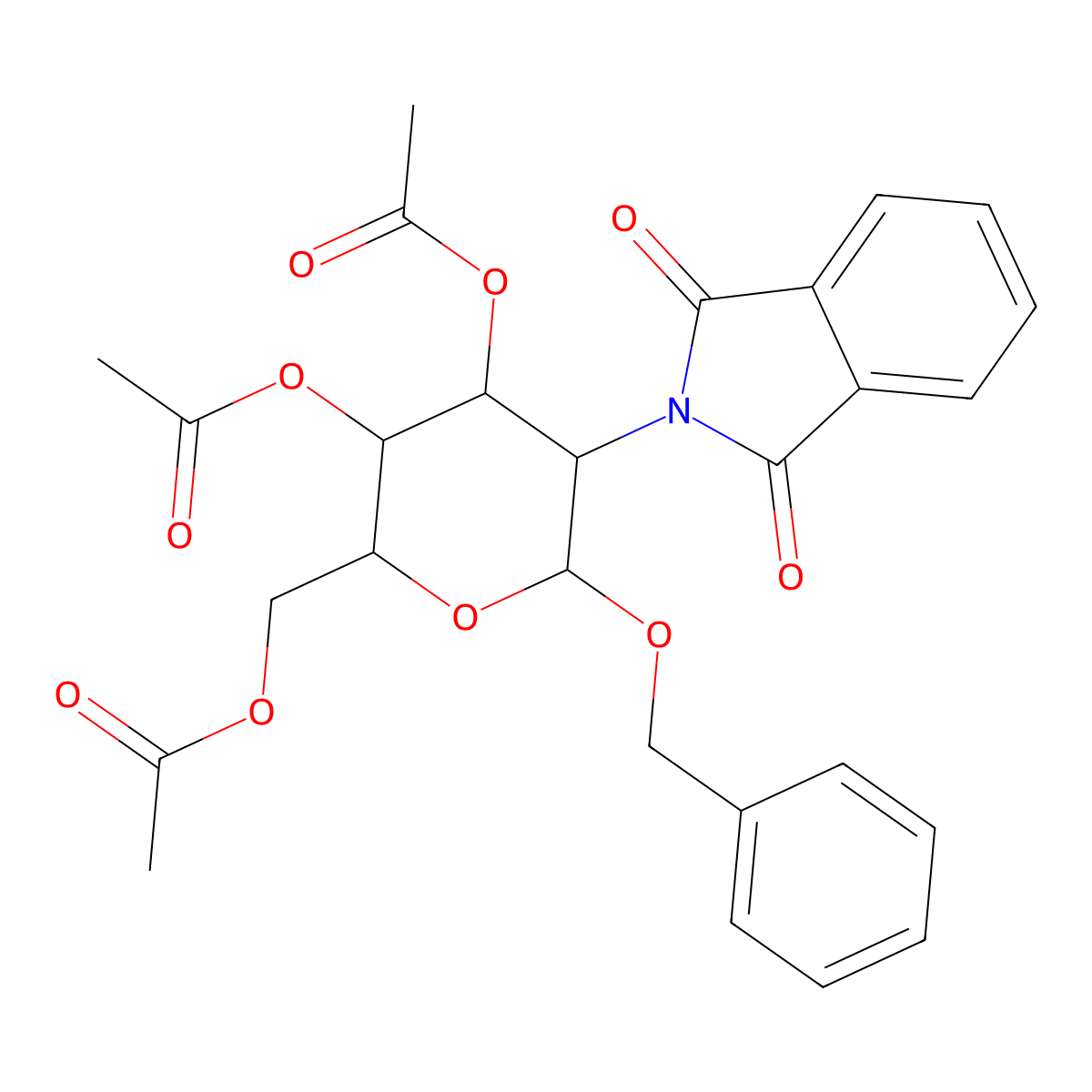 (2R,3S,4R,5R,6R)-2-(Acetoxymethyl)-6-(benzyloxy)-5-(1,3-dioxoisoindolin-2-yl)tetrahydro-2H-pyran-3,4-diyl diacetate molecular structure, CAS 80035-31-0