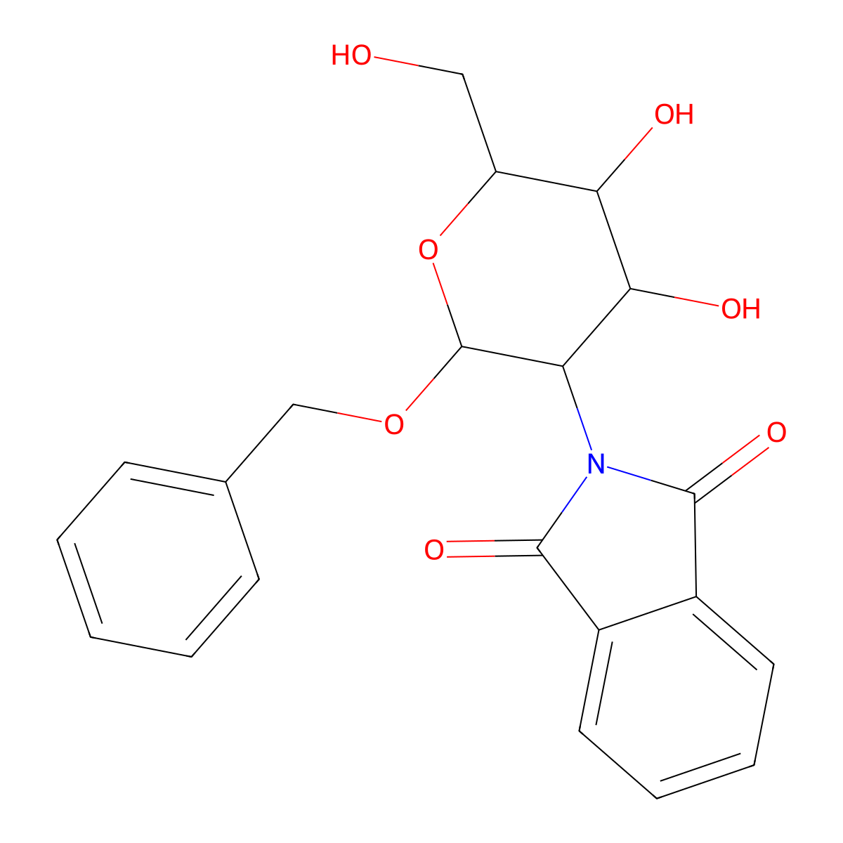 2-[4,5-Dihydroxy-6-(hydroxymethyl)-2-phenylmethoxyoxan-3-yl]isoindole-1,3-dione molecular structure, CAS 80035-32-1