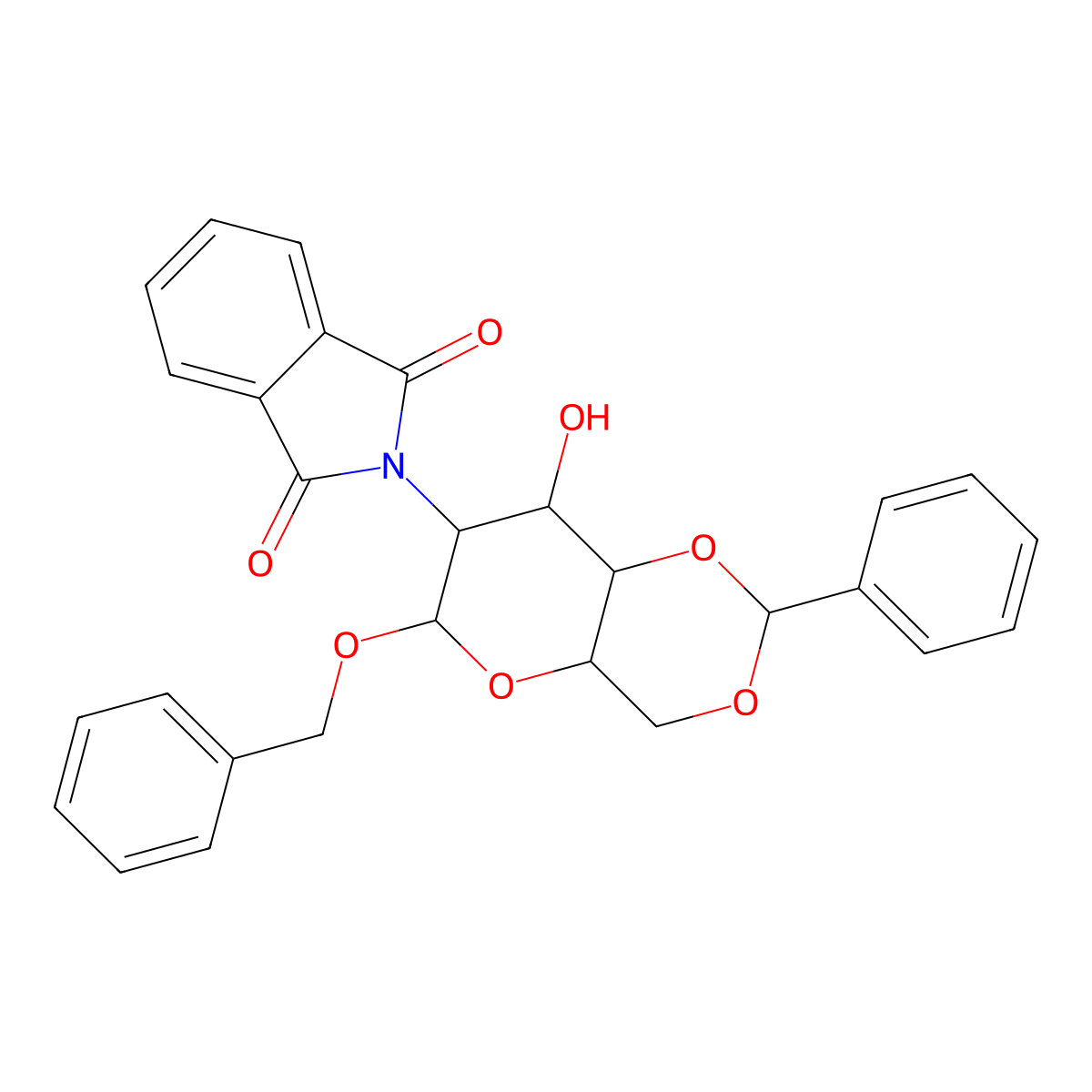 2-((4AR,6R,7R,8R,8aS)-6-(benzyloxy)-8-hydroxy-2-phenylhexahydropyrano[3,2-d][1,3]dioxin-7-yl)isoindoline-1,3-dione molecular structure, CAS 80035-33-2