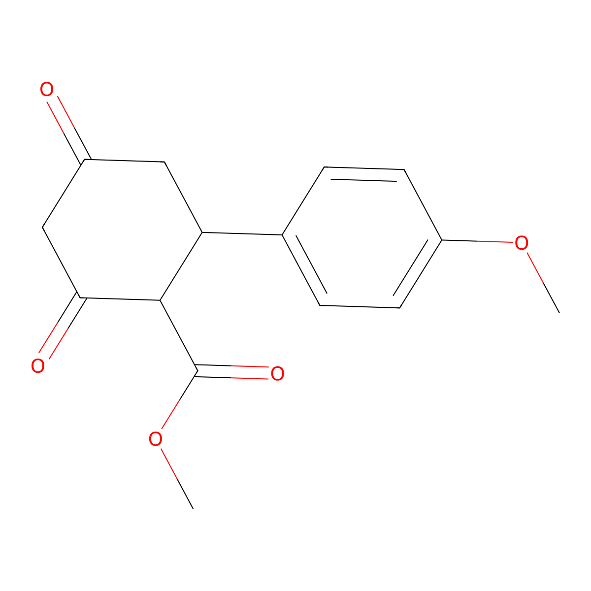 Methyl 2-(4-methoxyphenyl)-4,6-dioxocyclohexanecarboxylate molecular structure, CAS 80035-51-4