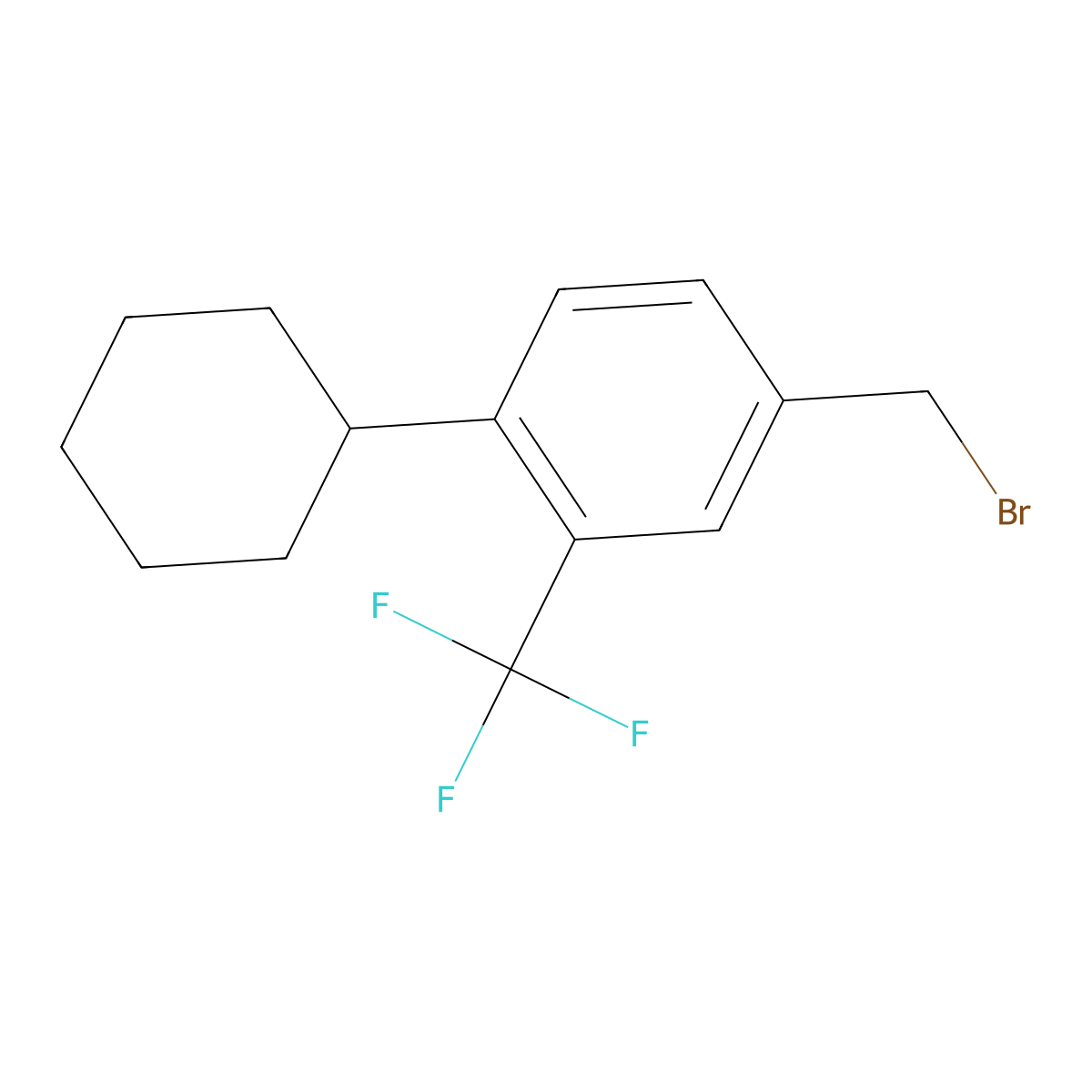 4-(Bromomethyl)-1-cyclohexyl-2-(trifluoromethyl)benzene molecular structure, CAS 800381-60-6