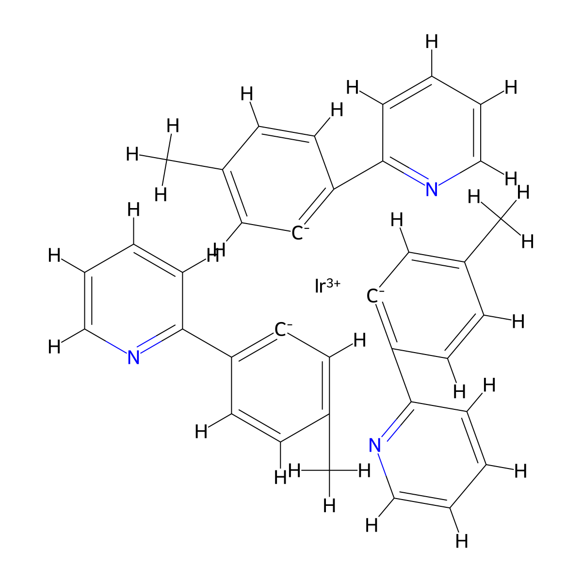 Iridium(3+);tris(2-(4-methylbenzene-6-id-1-yl)pyridine) molecular structure, CAS 800394-58-5