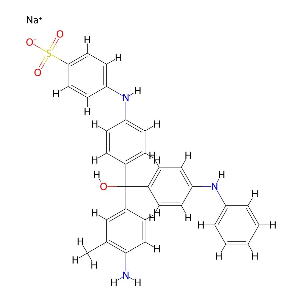 Sodium [[4-[[4-(anilino)phenyl][4-(phenylimino)-2,5-cyclohexadien-1-ylidene]methyl]phenyl]amino]benzenesulphonate molecular structure, CAS 8004-90-8
