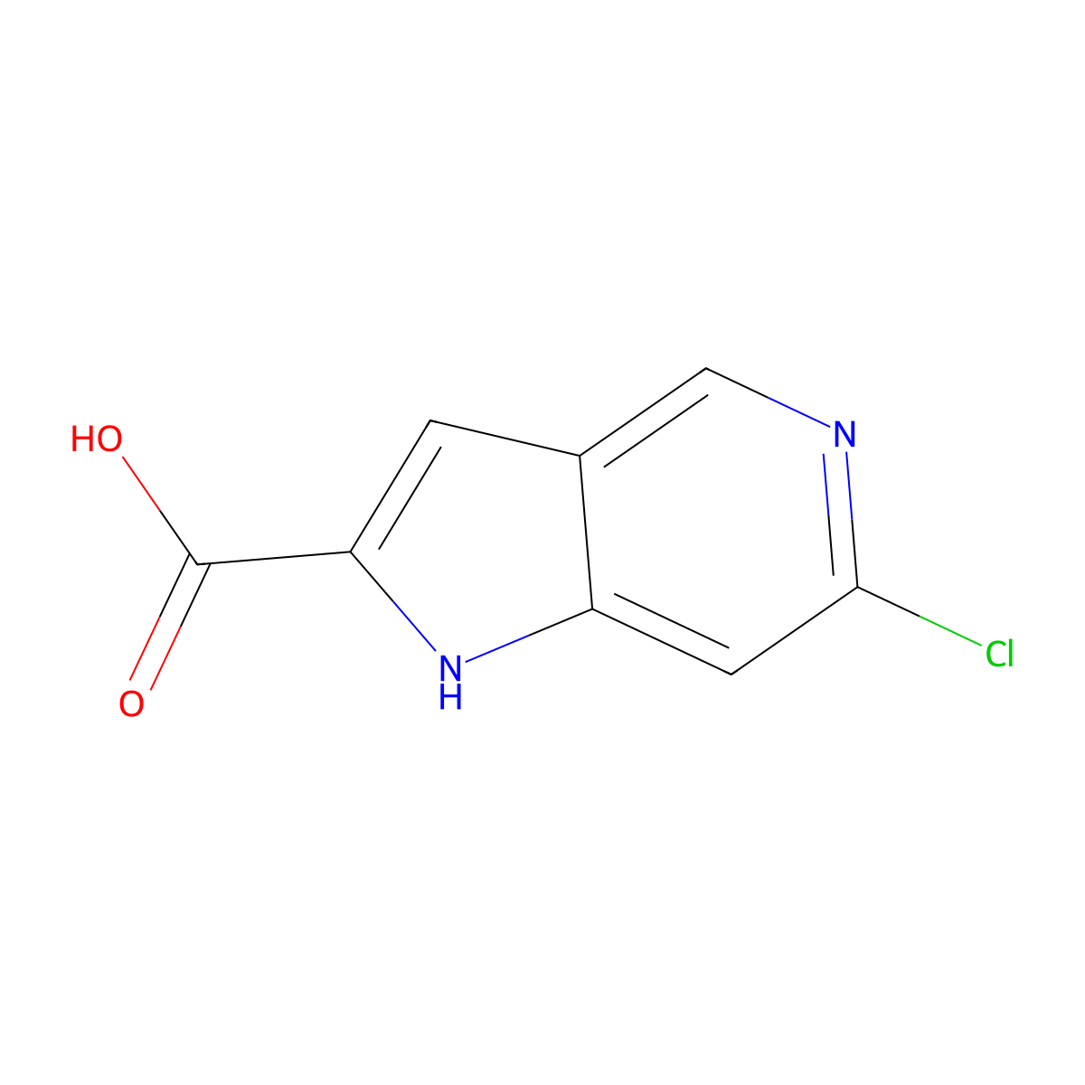 6-chloro-1H-pyrrolo[3,2-c]pyridine-2-carboxylic acid molecular structure, CAS 800401-54-1