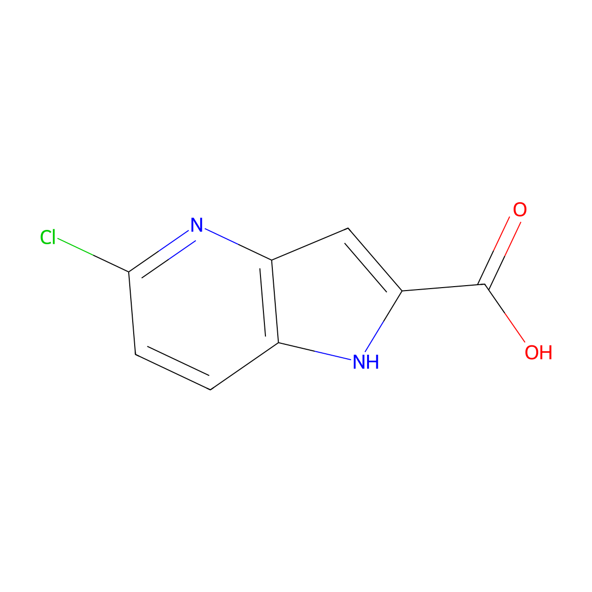 5-chloro-1H-pyrrolo(3,2-b)pyridine-2-carboxylic acid molecular structure, CAS 800401-63-2