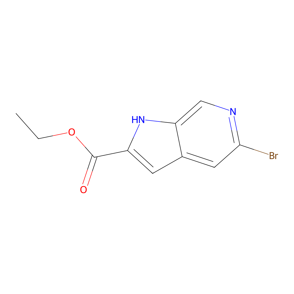 Ethyl 5-bromo-1H-pyrrolo[2,3-c]pyridine-2-carboxylate molecular structure, CAS 800401-70-1