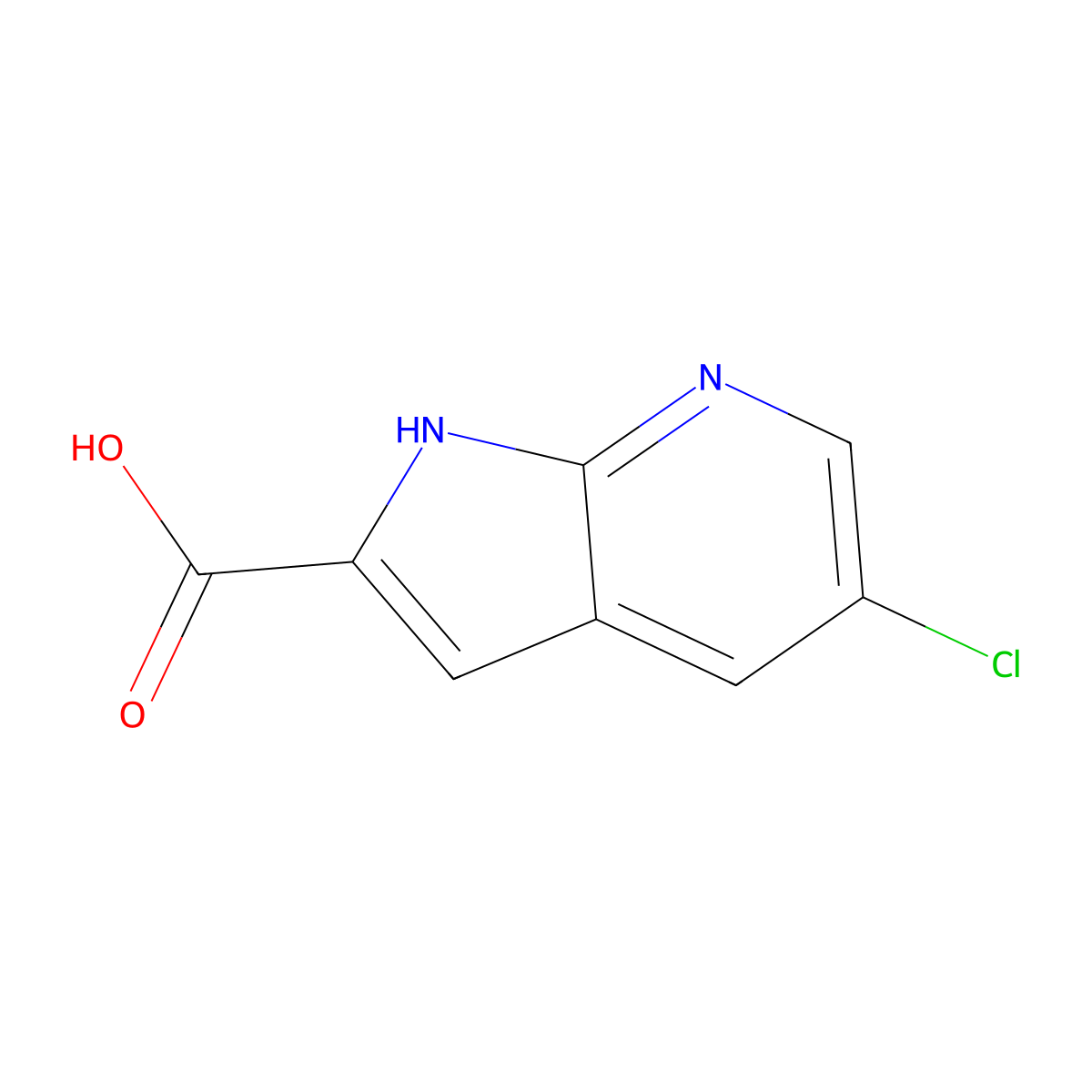 5-chloro-1H-pyrrolo[2,3-b]pyridine-2-carboxylic acid molecular structure, CAS 800401-84-7