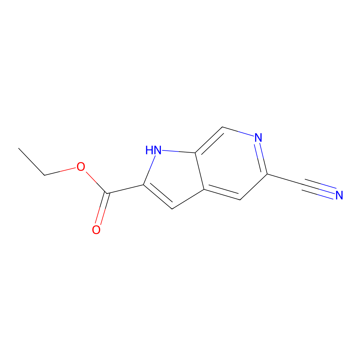 Ethyl 5-cyano-1H-pyrrolo[2,3-c]pyridine-2-carboxylate molecular structure, CAS 800401-87-0