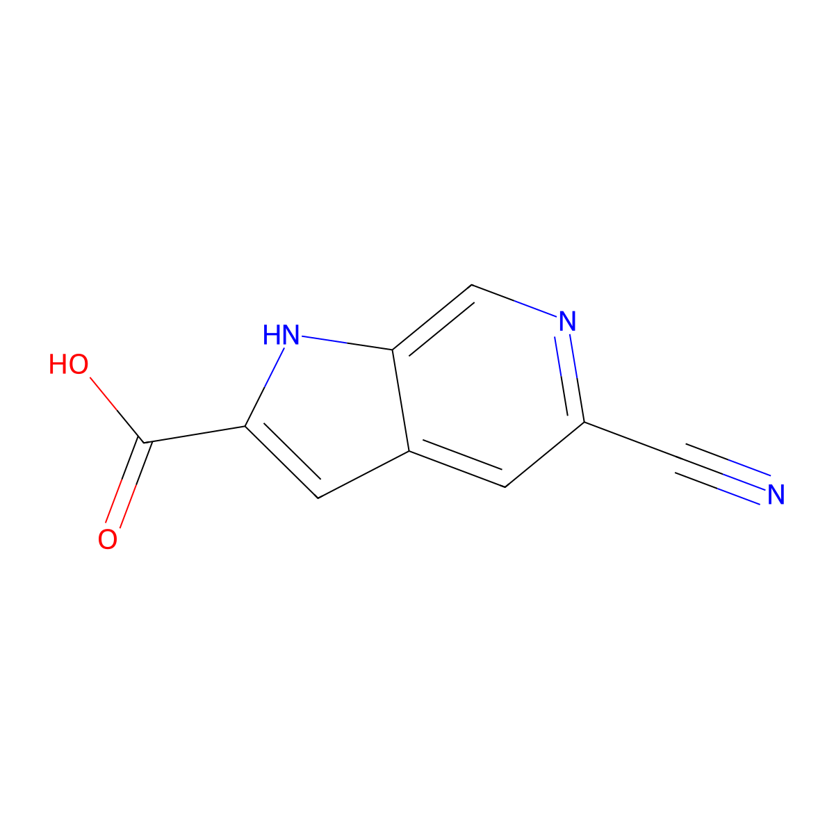5-Cyano-1H-pyrrolo[2,3-c]pyridine-2-carboxylic acid molecular structure, CAS 800401-88-1