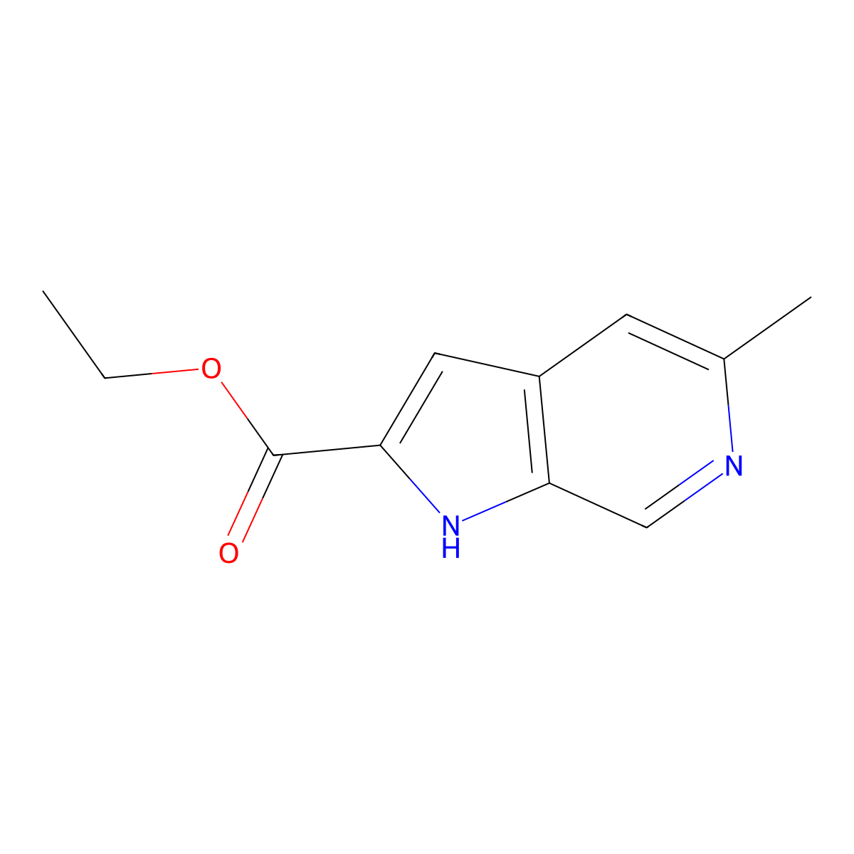 Ethyl 5-methyl-1H-pyrrolo[2,3-c]pyridine-2-carboxylate molecular structure, CAS 800401-90-5