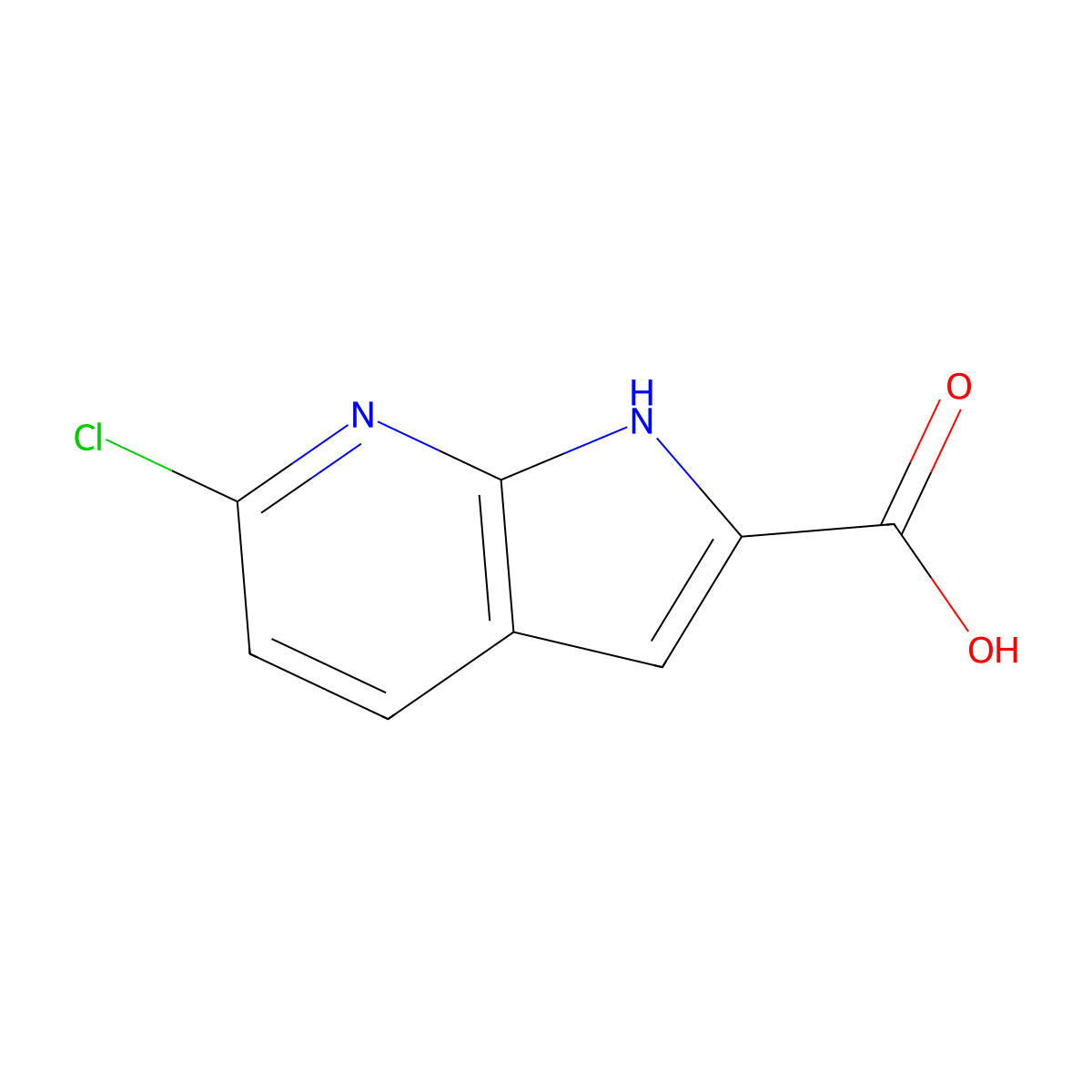 6-Chloro-1H-pyrrolo(2,3-b)pyridine-2-carboxylic acid molecular structure, CAS 800402-07-7