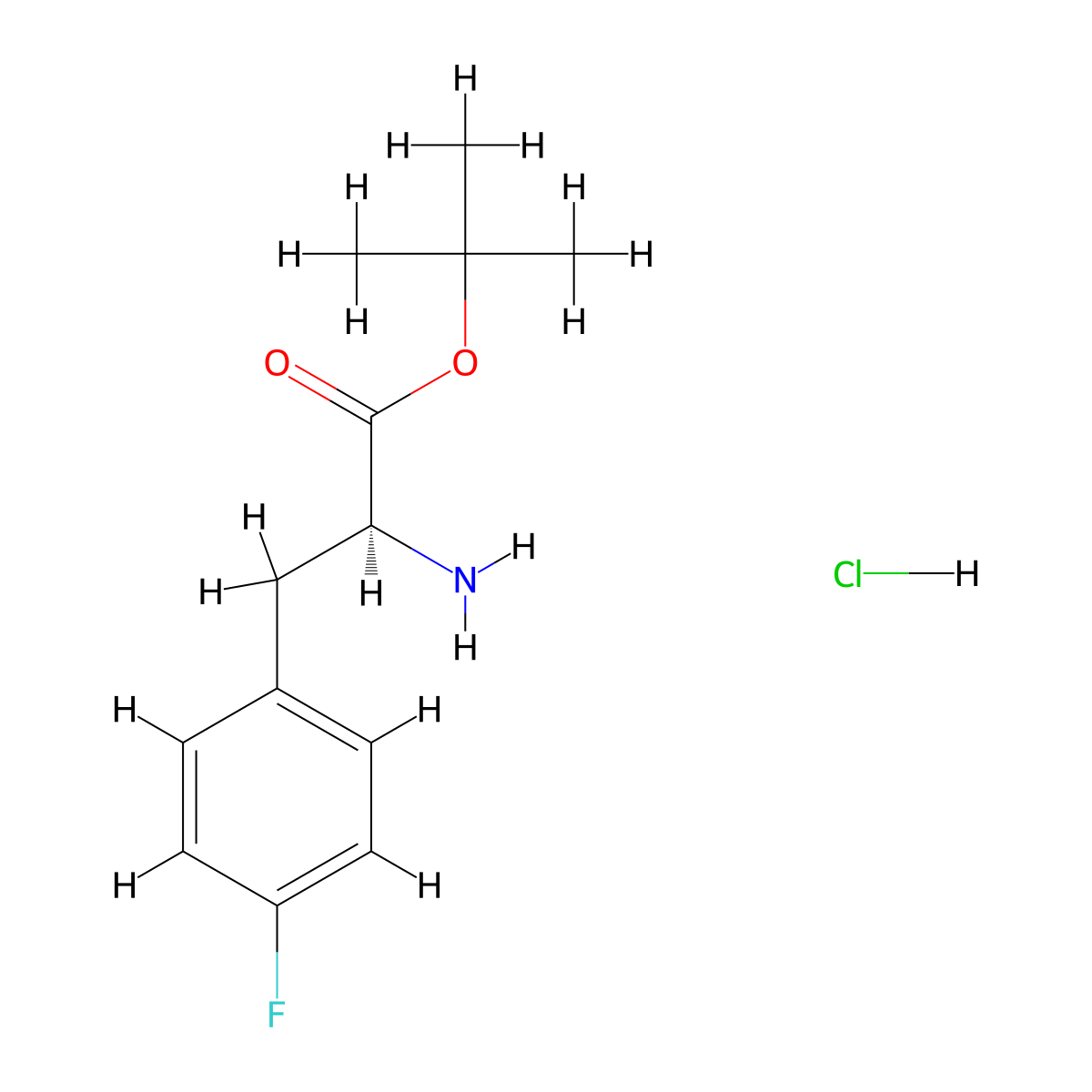 tert-butyl (2S)-2-amino-3-(4-fluorophenyl)propanoate hydrochloride molecular structure, CAS 800402-11-3