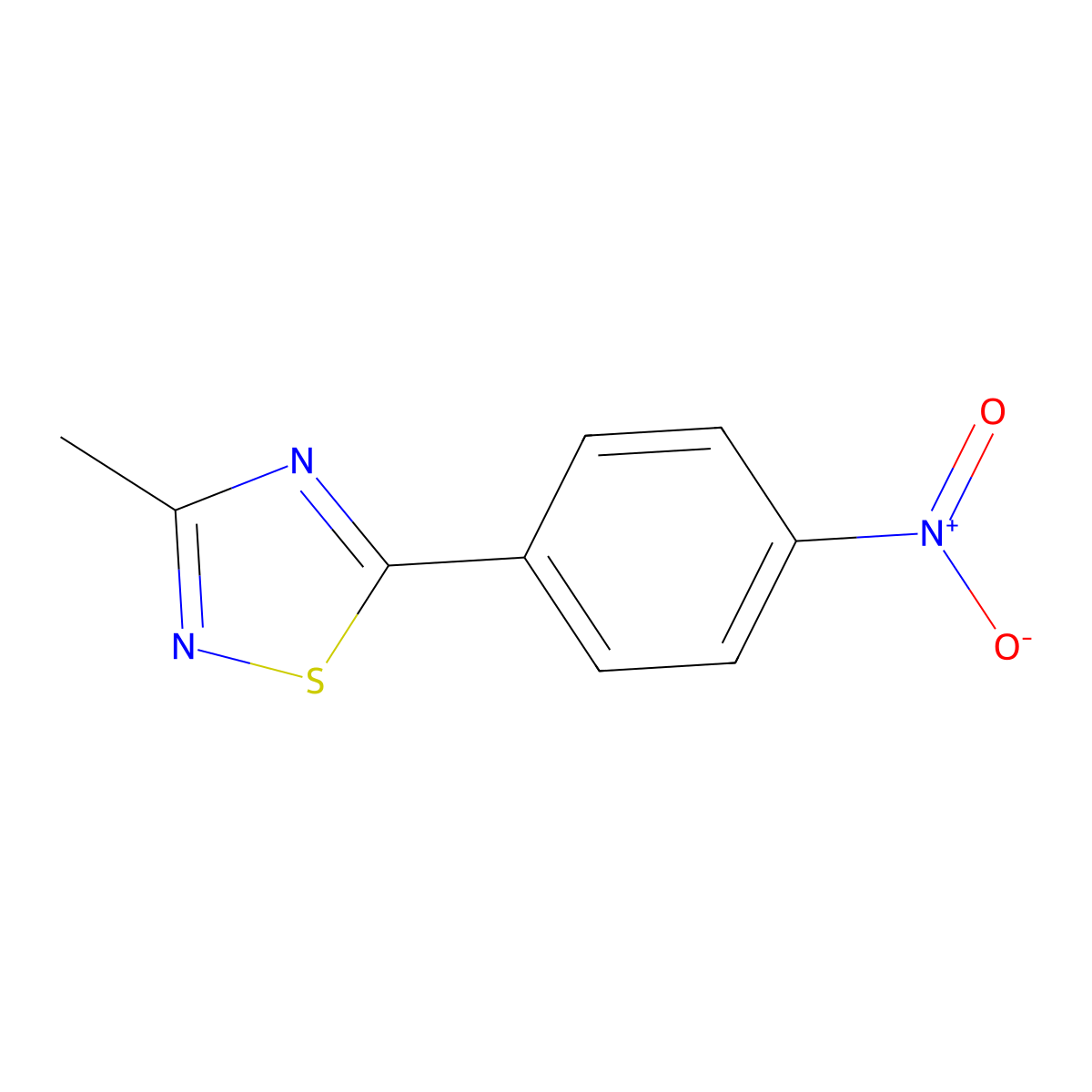 3-Methyl-5-(4-nitrophenyl)-1,2,4-thiadiazole molecular structure, CAS 800408-77-9