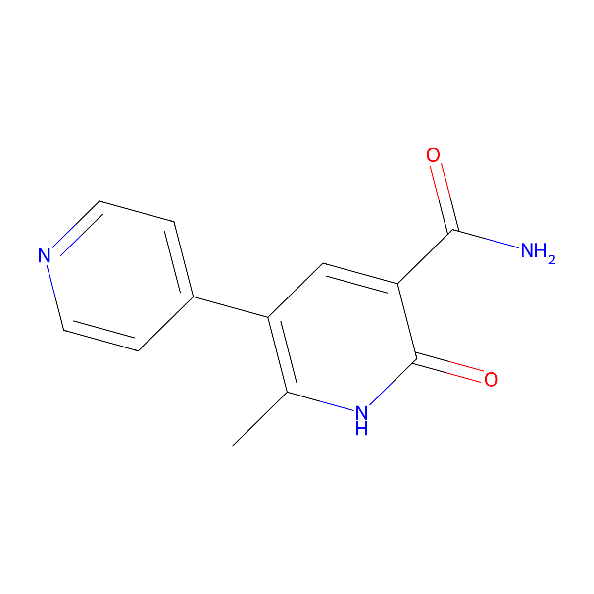 1,6-Dihydro-2-methyl-6-oxo(3,4'-bipyridine)-5-carboxamide molecular structure, CAS 80047-24-1