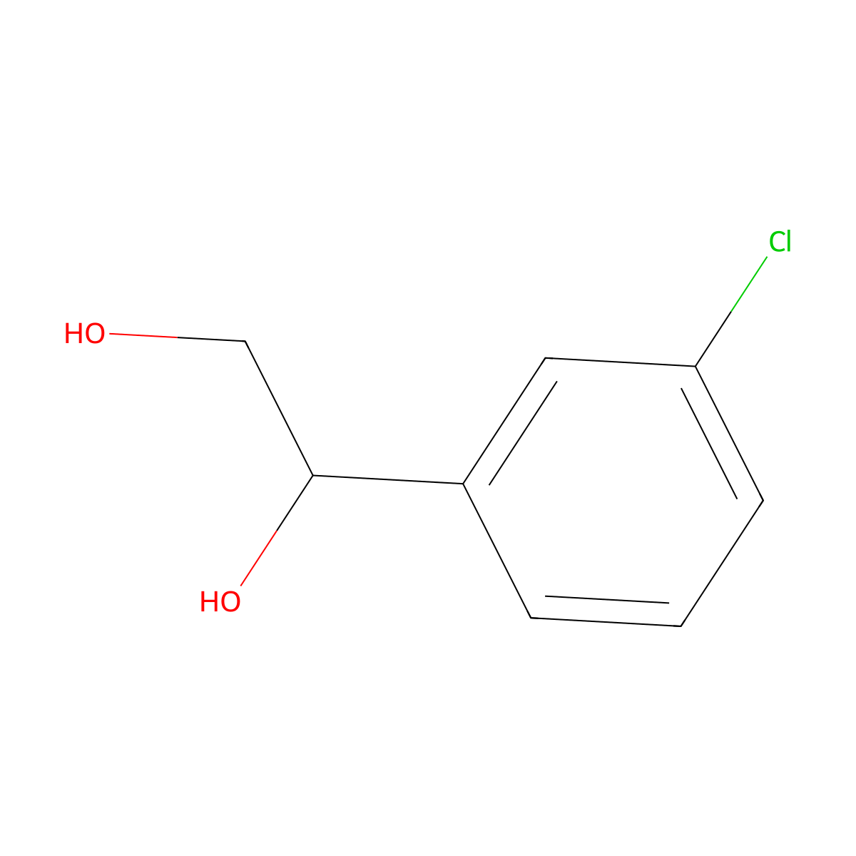 (R)-1-(3-Chlorophenyl)-1,2-ethanediol molecular structure, CAS 80051-04-3