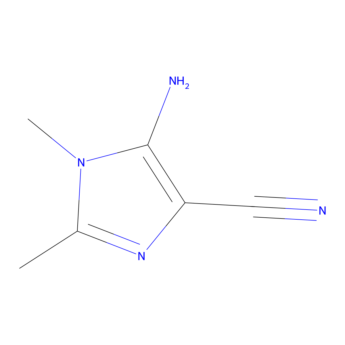 5-amino-1,2-dimethyl-1H-imidazole-4-carbonitrile molecular structure, CAS 80052-79-5