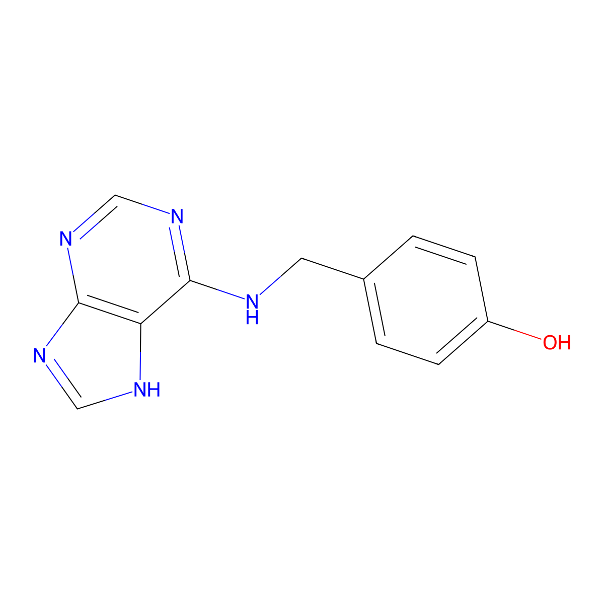 Phenol, 4-[(1H-purin-6-ylamino)methyl]- molecular structure, CAS 80054-30-4