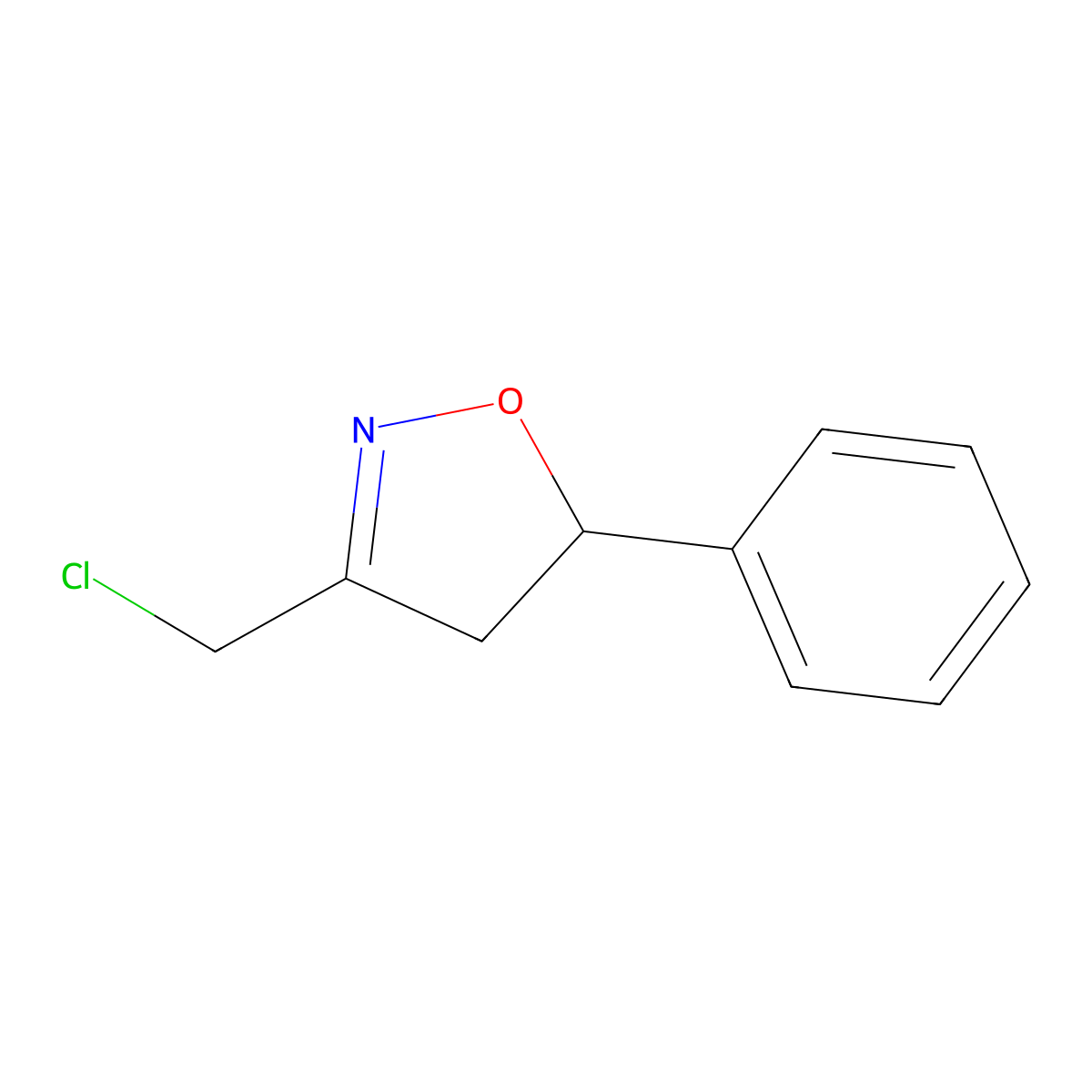 3-(Chloromethyl)-5-phenyl-4,5-dihydro-1,2-oxazole molecular structure, CAS 80061-95-6