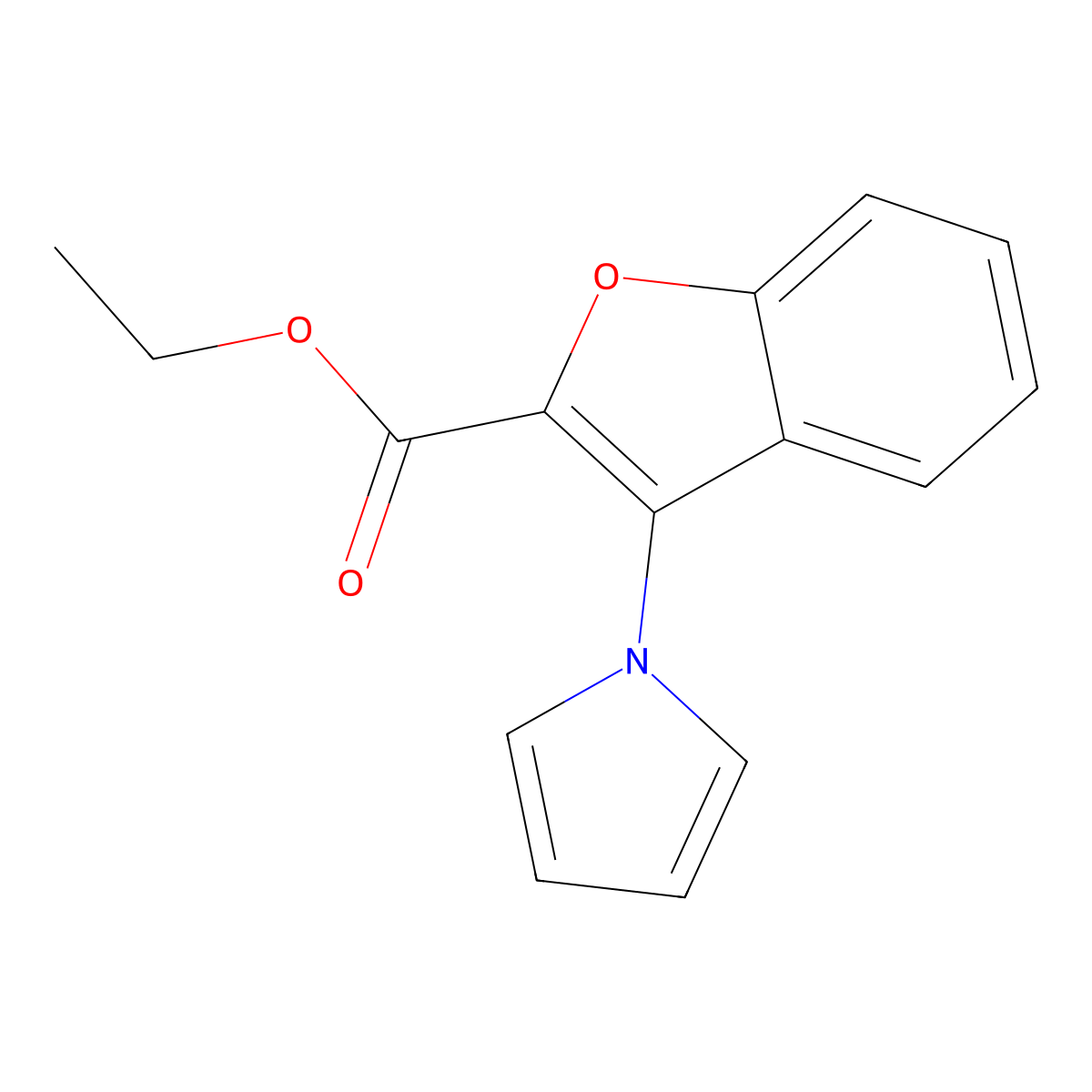 ethyl 3-(1H-pyrrol-1-yl)-1-benzofuran-2-carboxylate molecular structure, CAS 80066-97-3