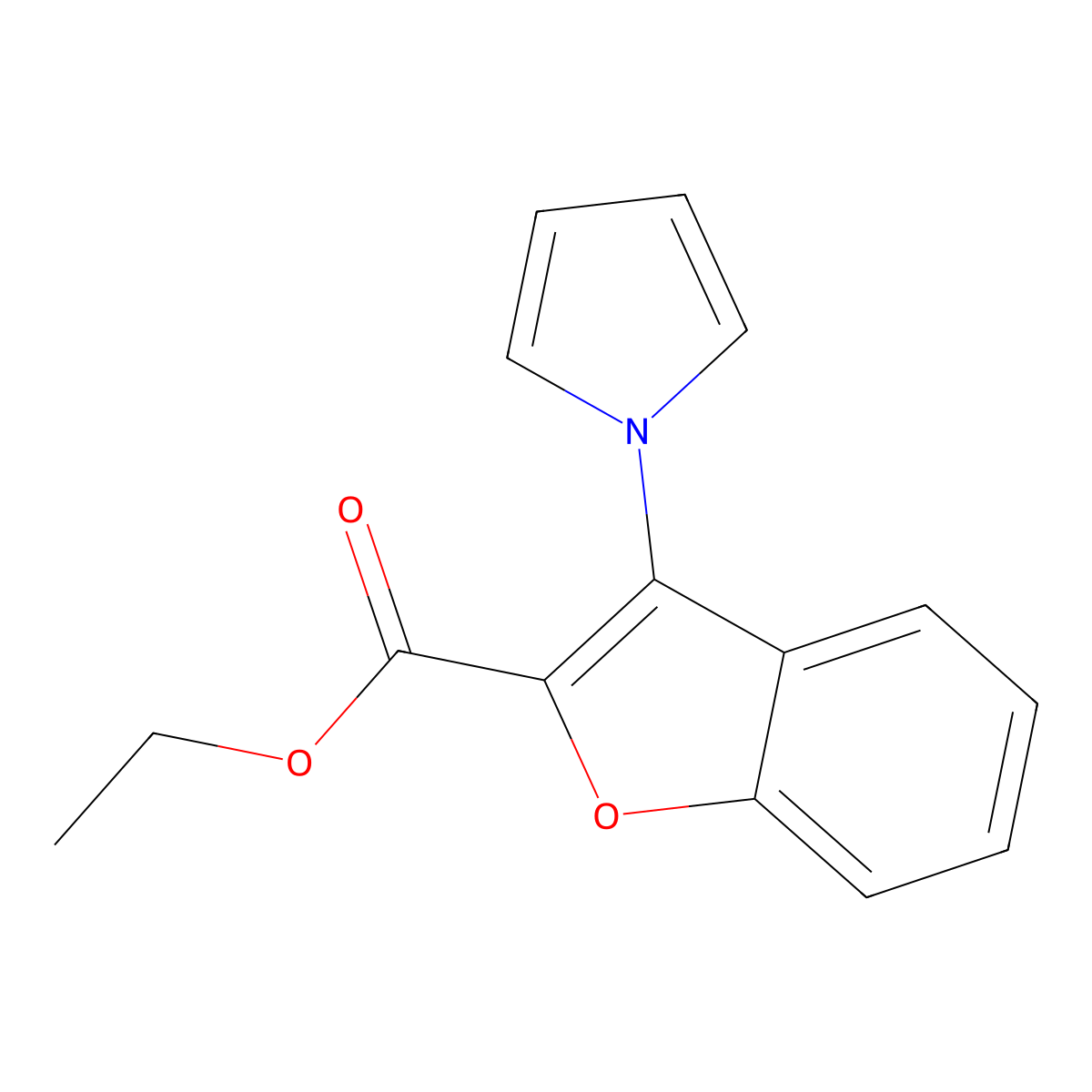 ethyl 3-(1H-pyrrol-1-yl)-1-benzofuran-2-carboxylate molecular structure, CAS 80066-97-3