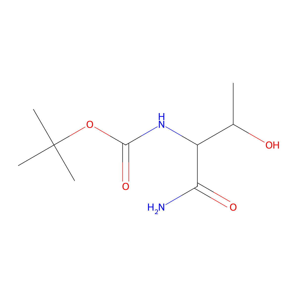 tert-Butyl ((2S,3R)-1-amino-3-hydroxy-1-oxobutan-2-yl)carbamate molecular structure, CAS 80082-48-0