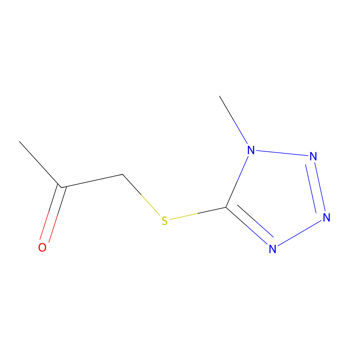 2-Propanone, 1-((1-methyl-1H-tetrazol-5-yl)thio)- molecular structure, CAS 80087-26-9