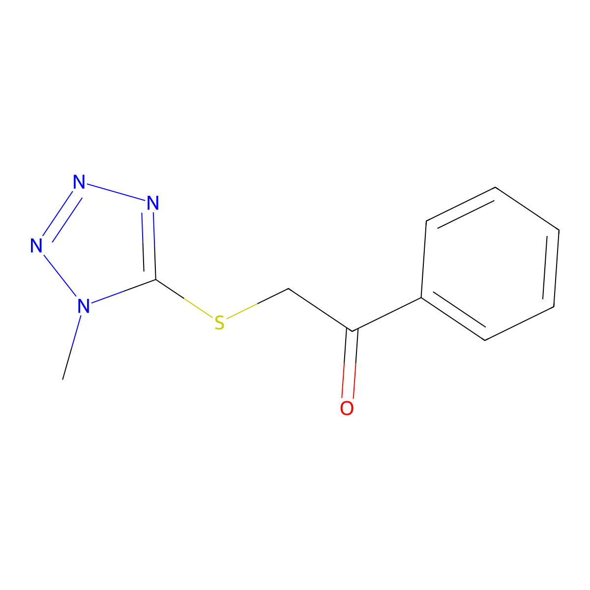 2-((1-Methyl-1h-tetrazol-5-yl)thio)-1-phenylethan-1-one molecular structure, CAS 80087-27-0