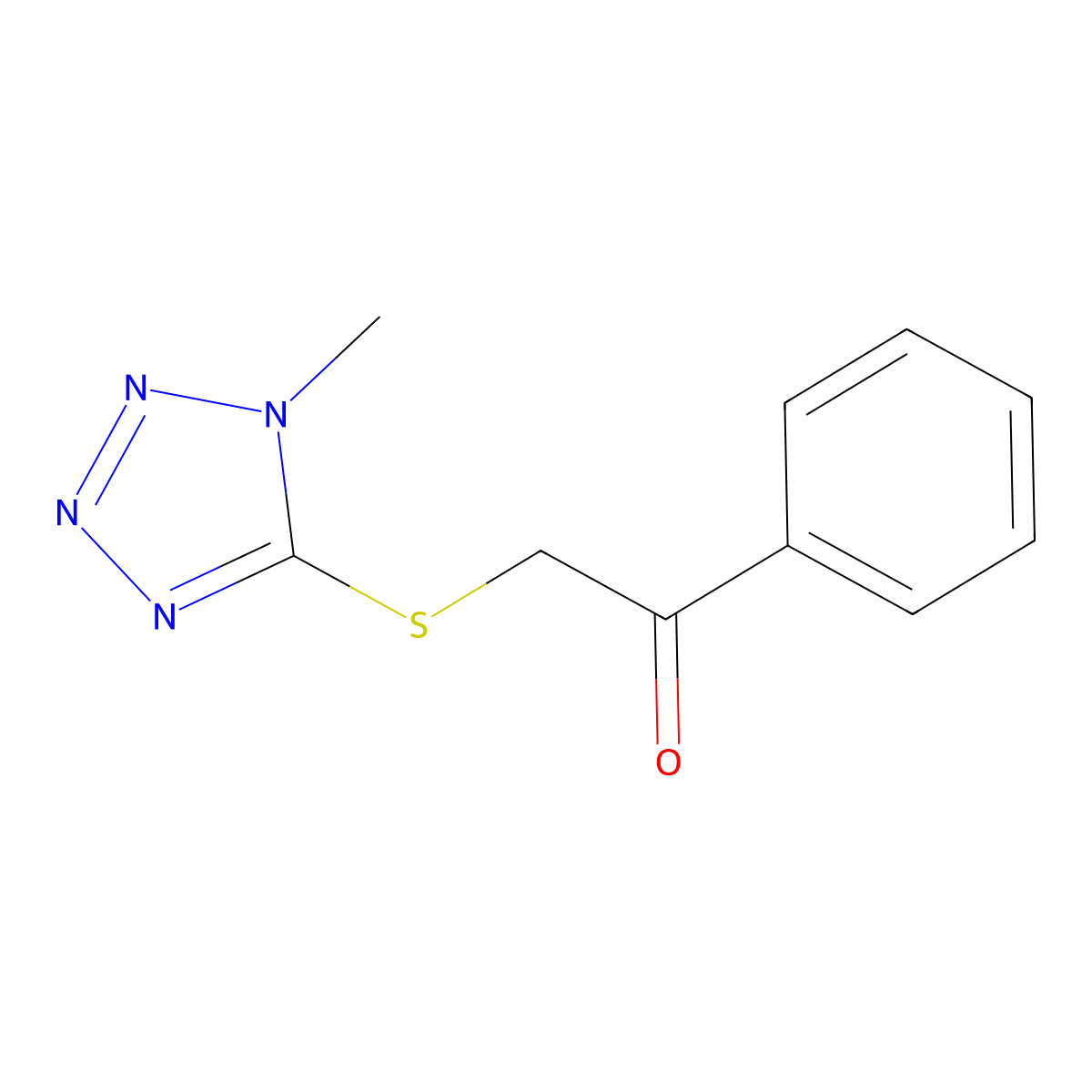 2-((1-Methyl-1h-tetrazol-5-yl)thio)-1-phenylethan-1-one molecular structure, CAS 80087-27-0