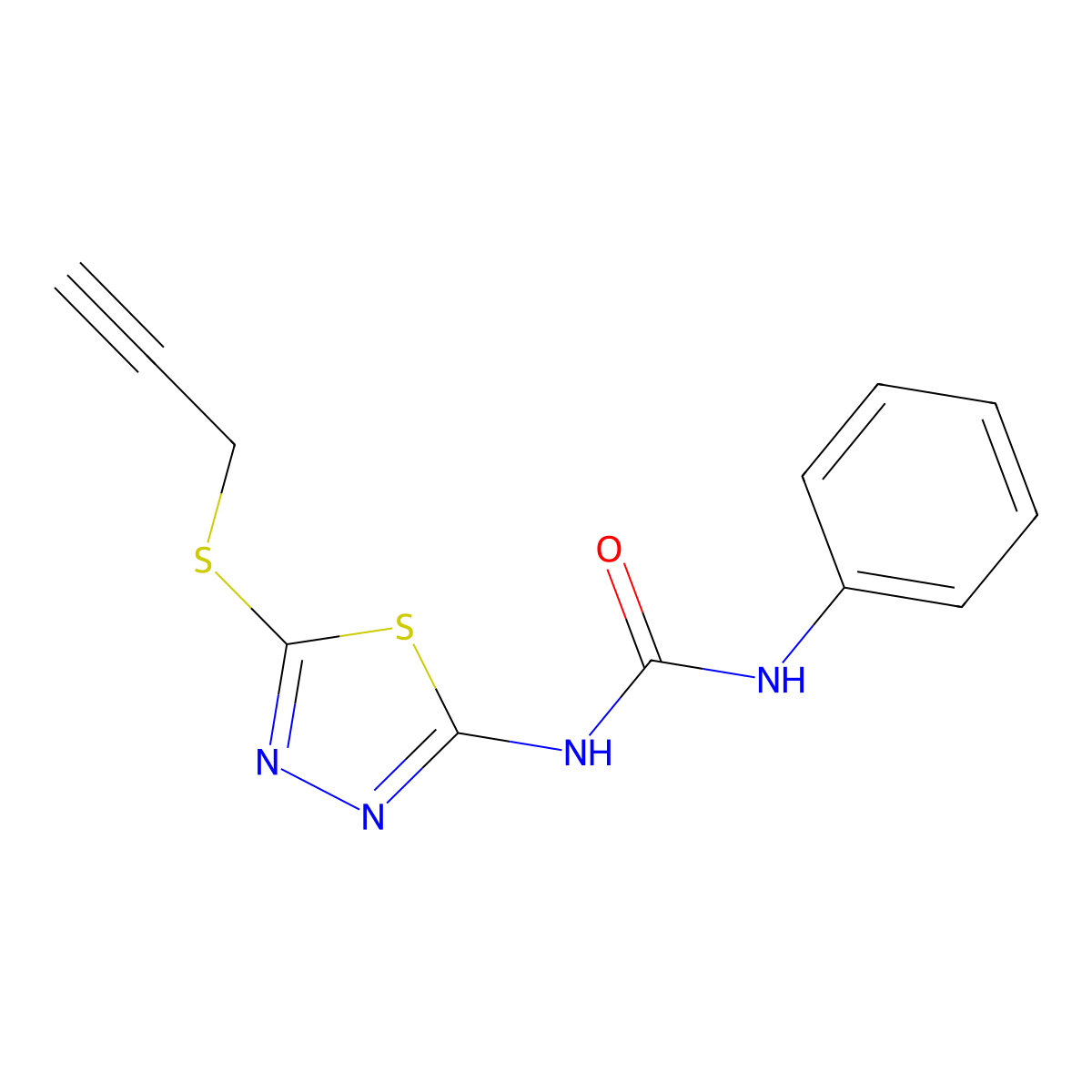 1-Phenyl-3-(5-(prop-2-yn-1-ylthio)-1,3,4-thiadiazol-2-yl)urea molecular structure, CAS 80088-50-2
