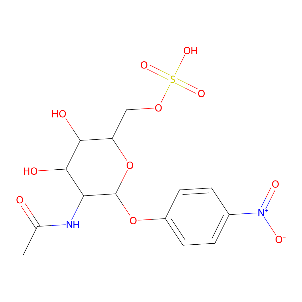4-Nitrophenyl-6-sulfo-2-acetamido-2-deoxyglucose molecular structure, CAS 80095-44-9