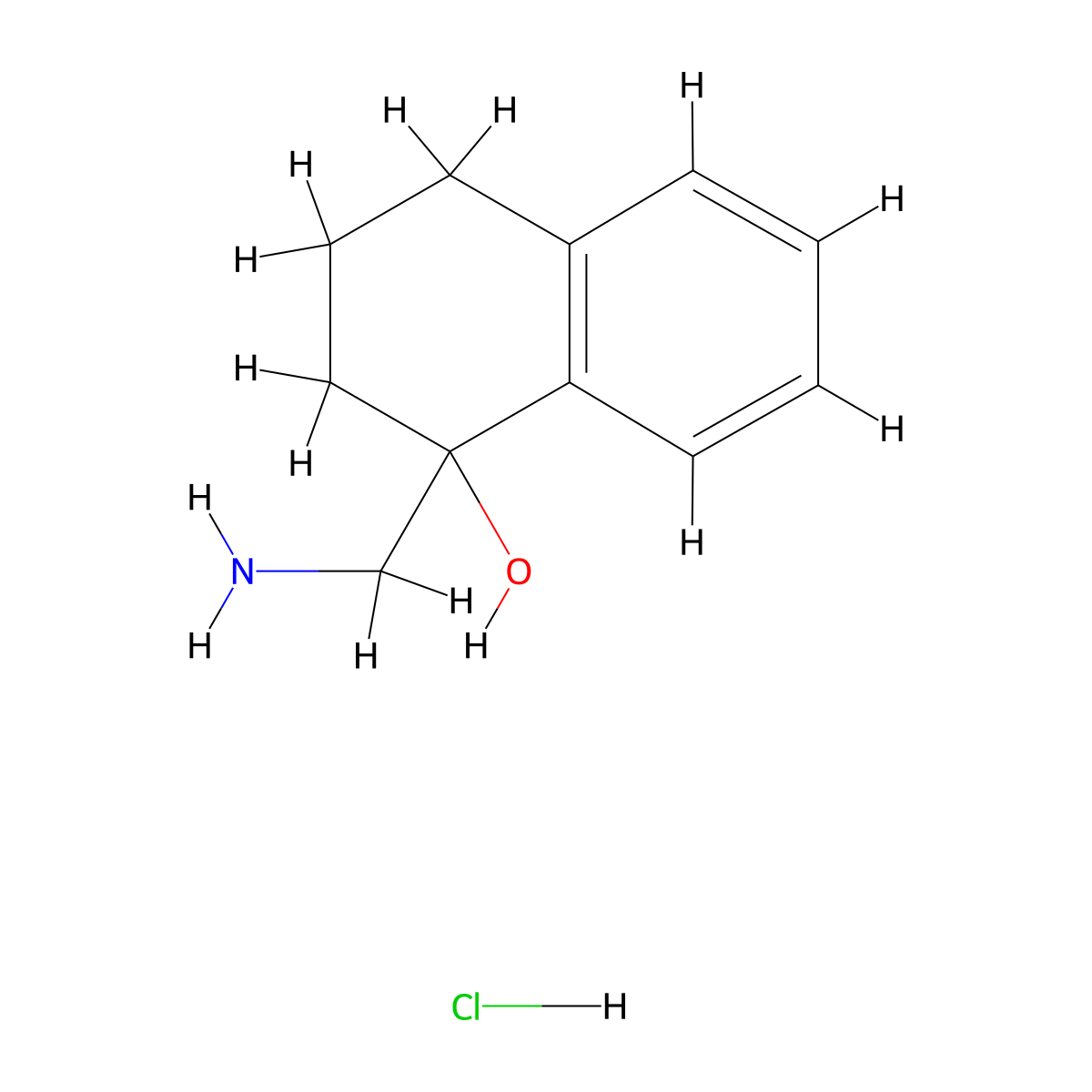 1-Aminomethyl-1,2,3,4-tetrahydro-naphthalen-1-ol hydrochloride molecular structure, CAS 80096-56-6