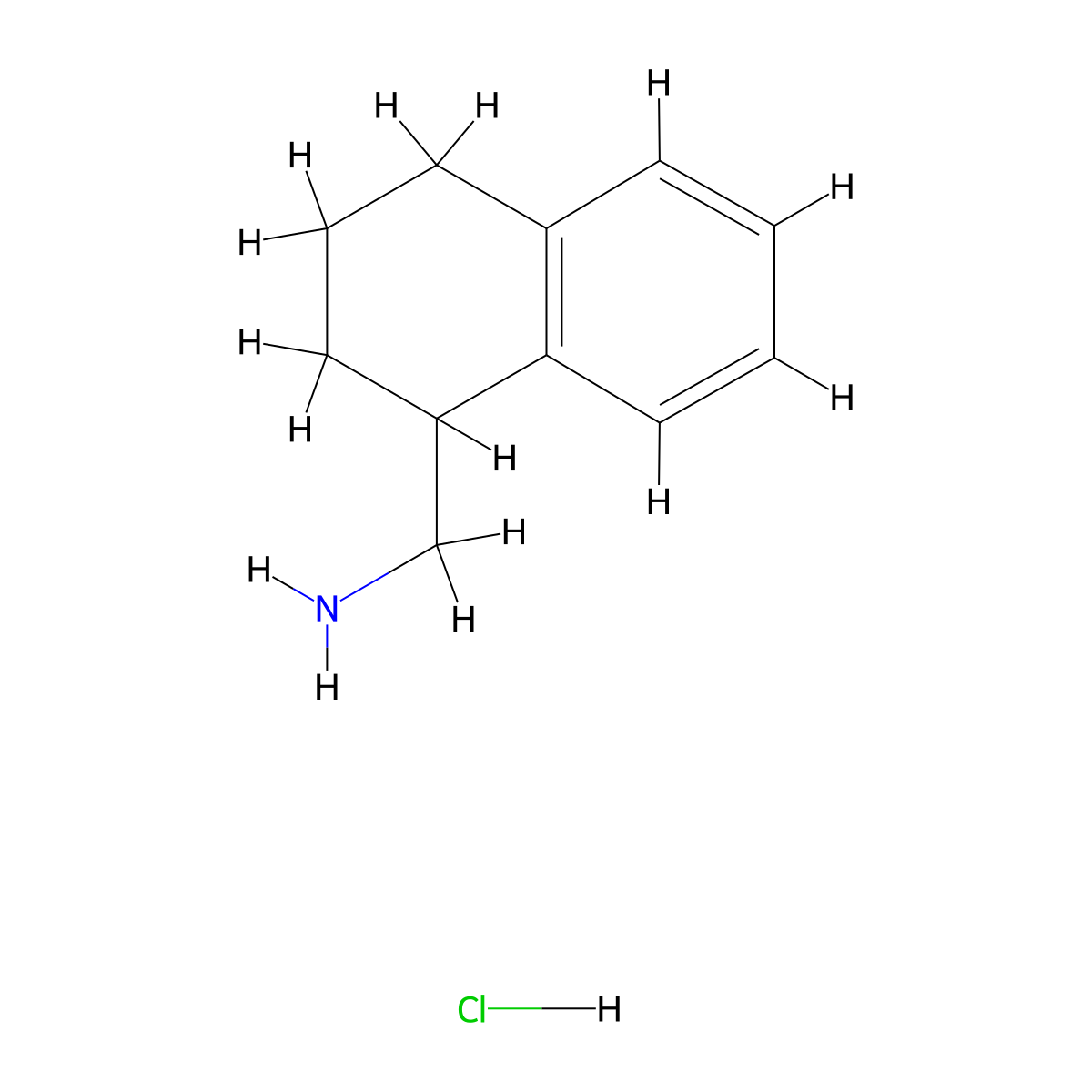 (1,2,3,4-Tetrahydronaphthalen-1-yl)methanamine hydrochloride molecular structure, CAS 80096-57-7