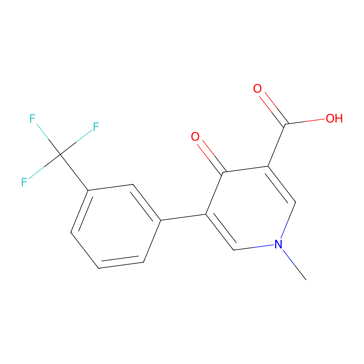 1-methyl-4-oxo-5-[3-(trifluoromethyl)phenyl]pyridine-3-carboxylic Acid molecular structure, CAS 80097-15-0