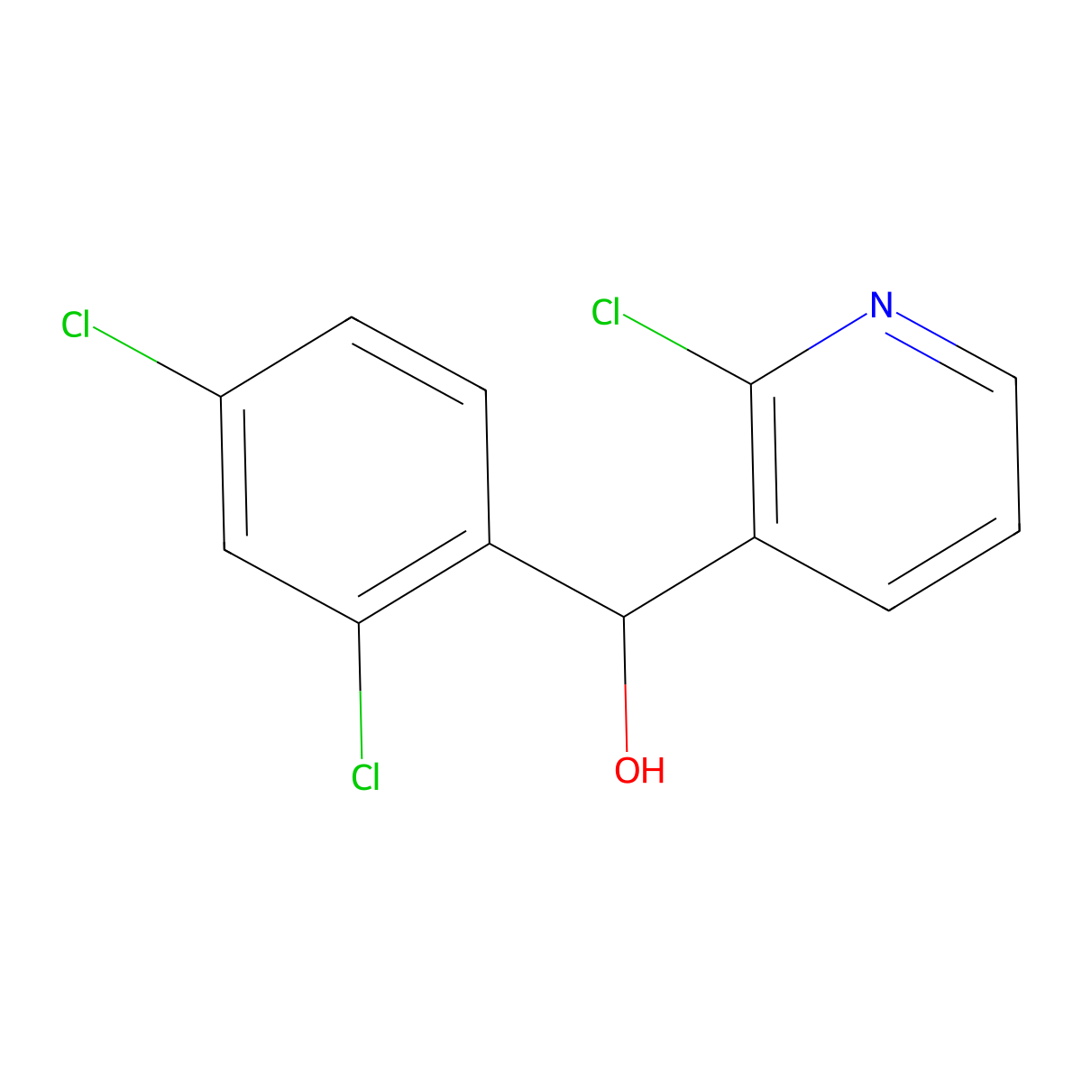 (2-Chloropyridin-3-yl)(2,4-dichlorophenyl)methanol molecular structure, CAS 80100-27-2