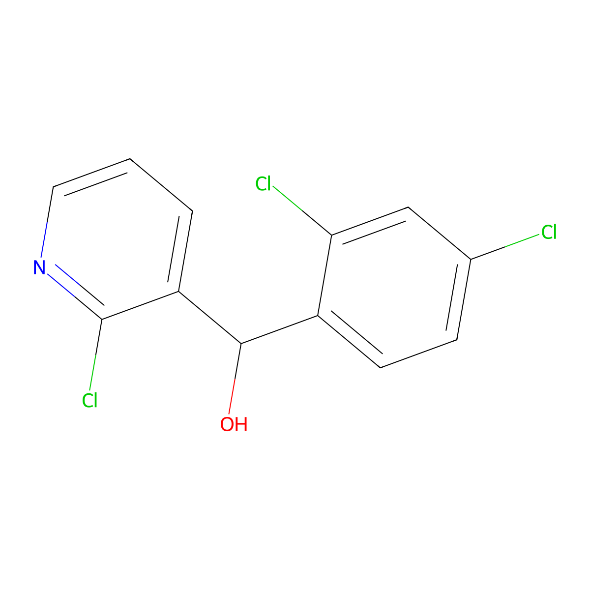 (2-Chloropyridin-3-yl)(2,4-dichlorophenyl)methanol molecular structure, CAS 80100-27-2