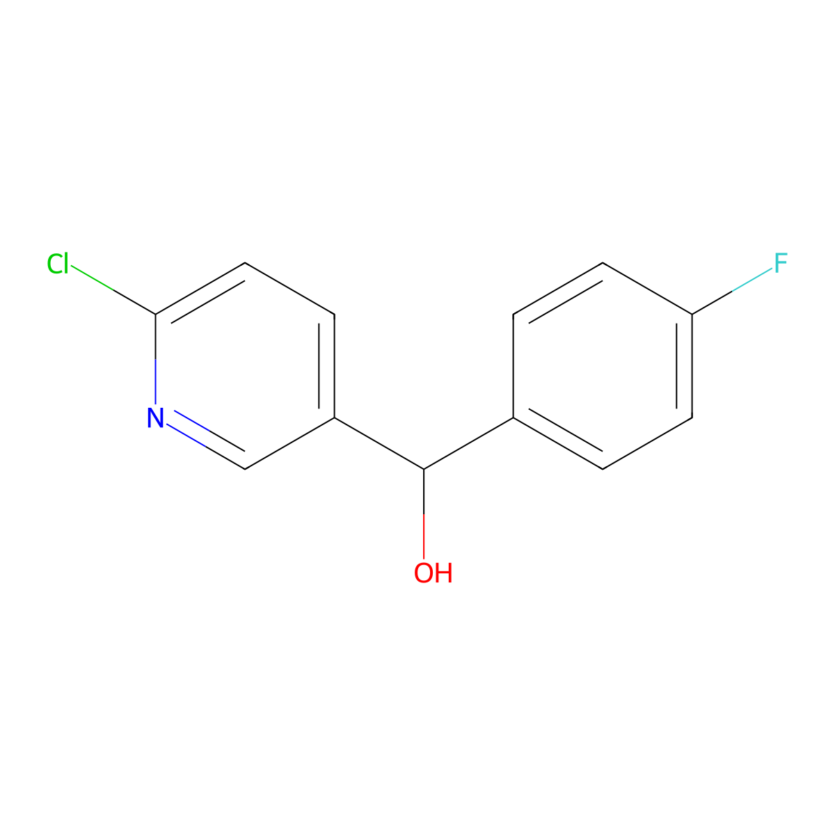 3-Pyridinemethanol, 6-chloro-alpha-(4-fluorophenyl)- molecular structure, CAS 80100-31-8