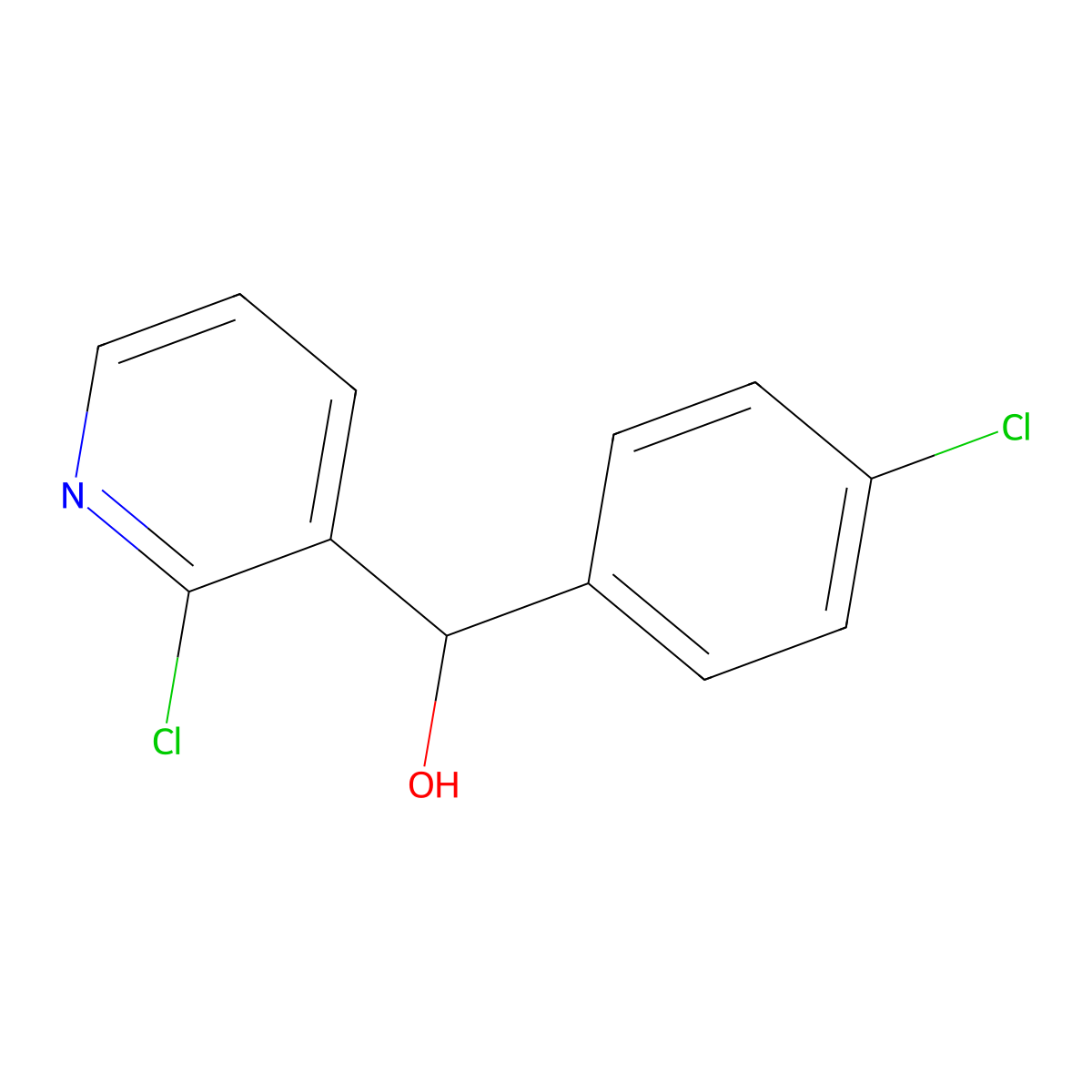 2-Chloro-alpha-(4-chlorophenyl)-3-pyridinemethanol molecular structure, CAS 80100-41-0