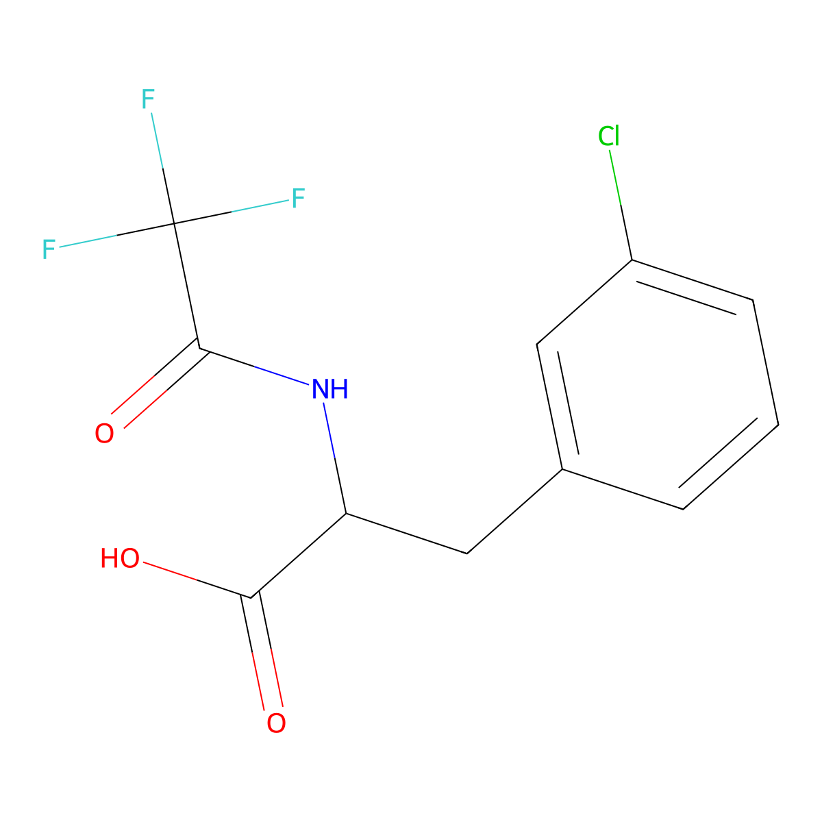 3-(3-Chlorophenyl)-2-(2,2,2-trifluoroacetamido)propanoic acid molecular structure, CAS 80102-24-5