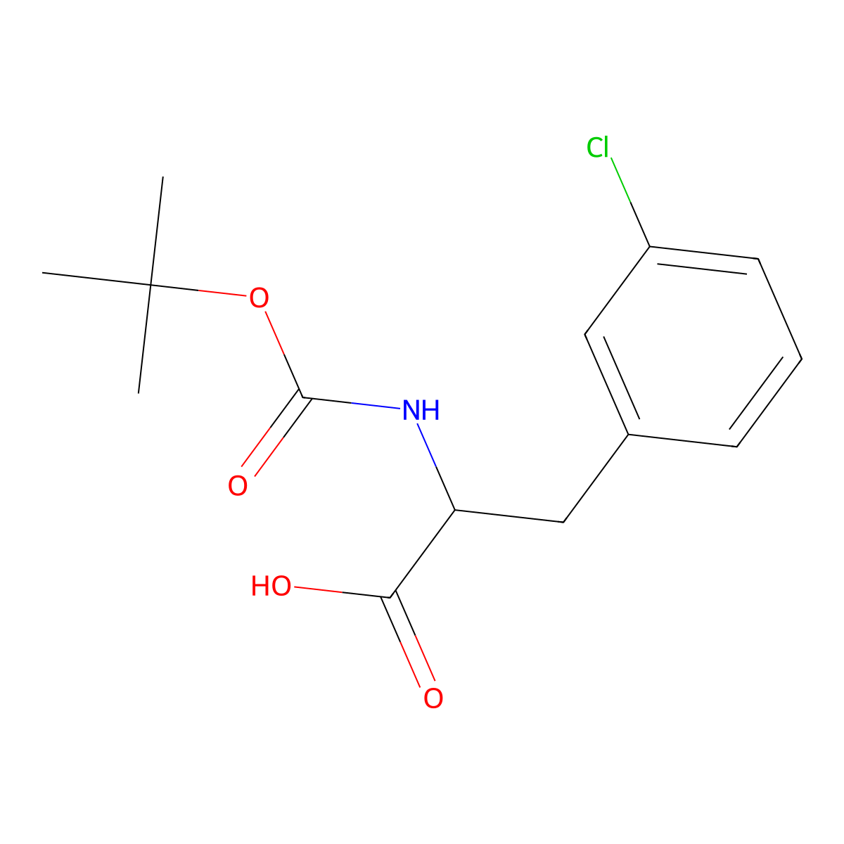 Boc-3-chloro-D-phenylalanine molecular structure, CAS 80102-25-6