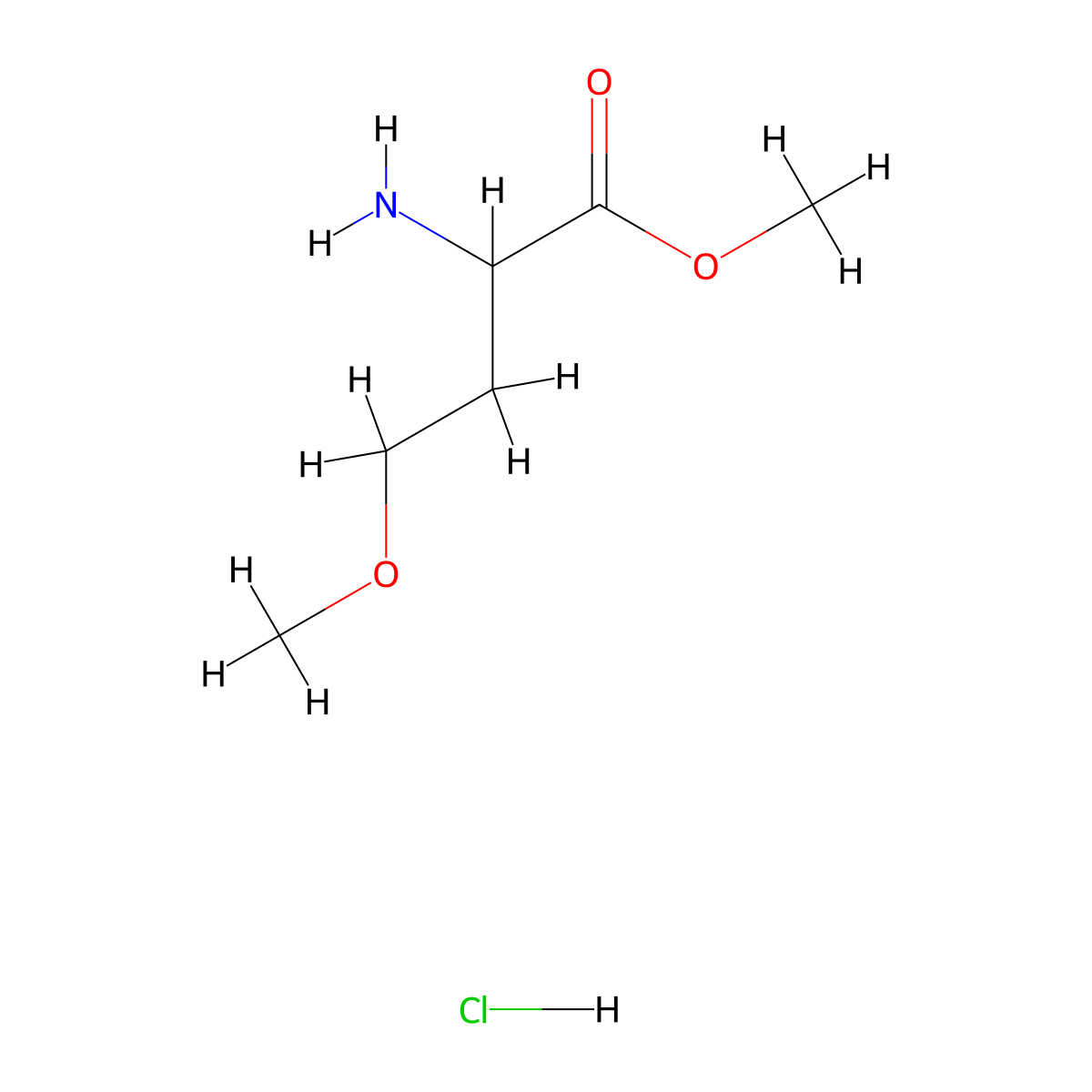 Methyl 2-amino-4-methoxybutanoate hydrochloride molecular structure, CAS 80103-07-7