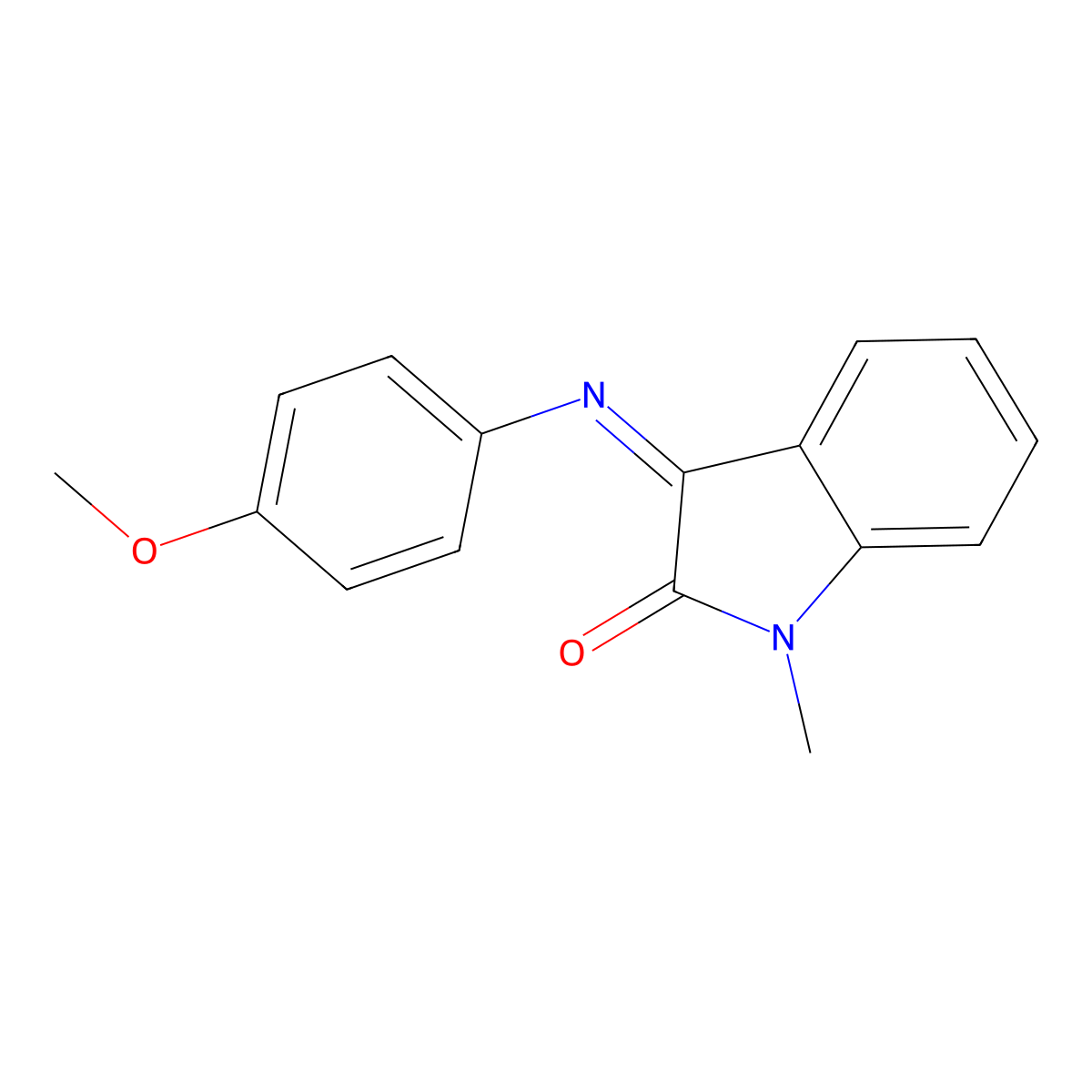 3-[(4-methoxyphenyl)imino]-1-methyl-1,3-dihydro-2H-indol-2-one molecular structure, CAS 80110-10-7