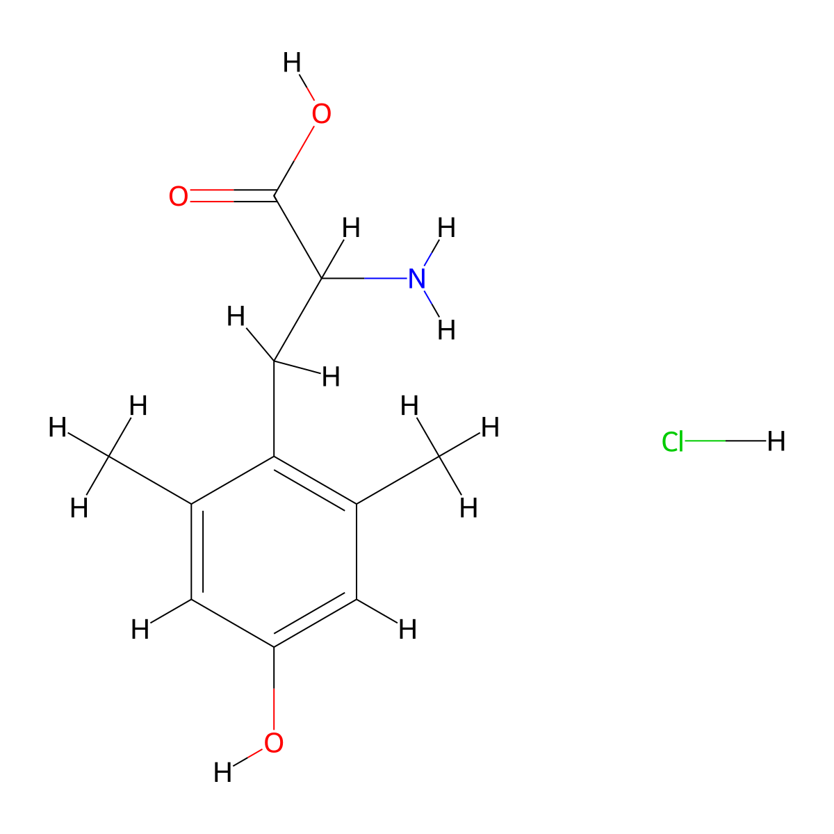 2-Amino-3-(4-hydroxy-2,6-dimethylphenyl)propanoic acid hydrochloride molecular structure, CAS 80110-73-2