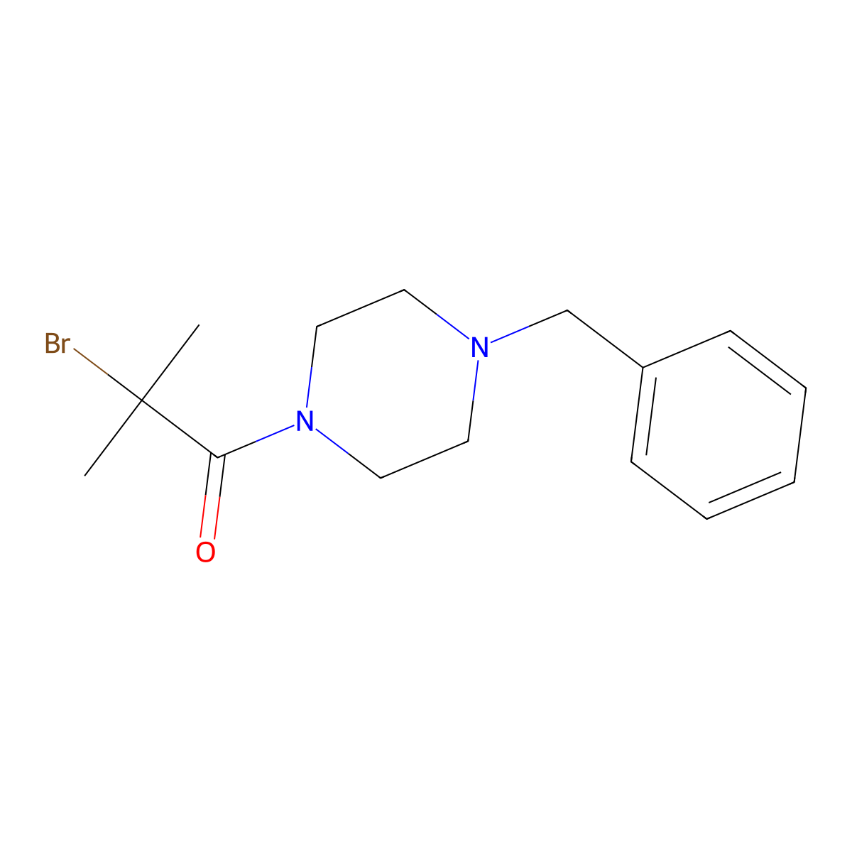 1-Benzyl-4-(2-bromo-2-methylpropanoyl)piperazine molecular structure, CAS 801177-94-6