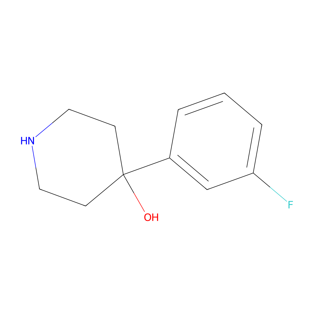 4-(3-Fluorophenyl)piperidin-4-ol molecular structure, CAS 80119-54-6