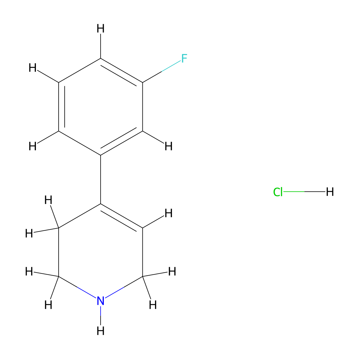4-(3-Fluorophenyl)-1,2,3,6-tetrahydropyridine hydrochloride molecular structure, CAS 80120-00-9