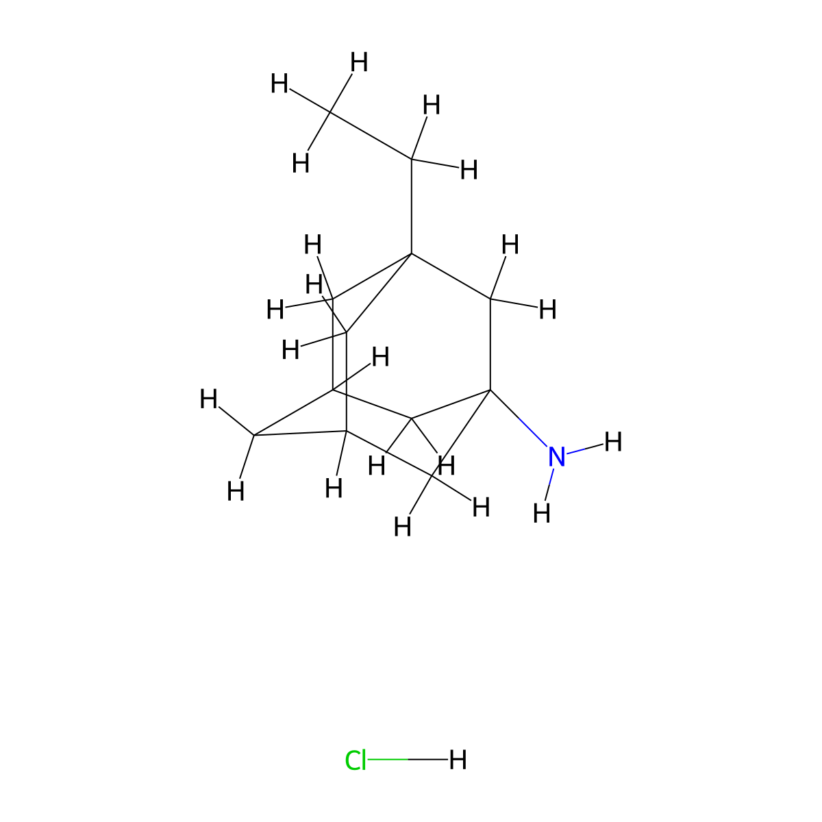 1-Amino-3-ethyladamantane hydrochloride molecular structure, CAS 80121-67-1